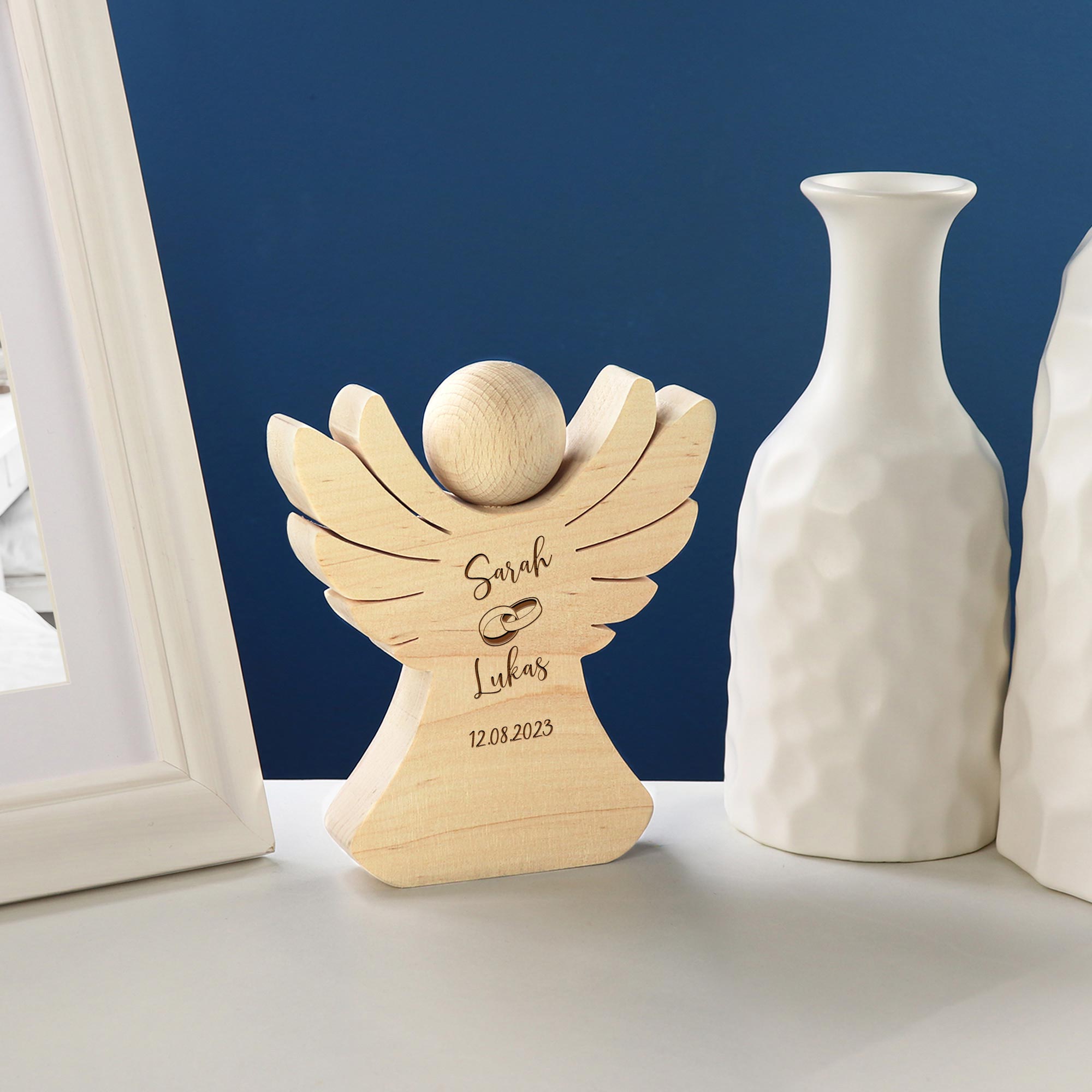 Holzengel - Hochzeit - Personalisiert
