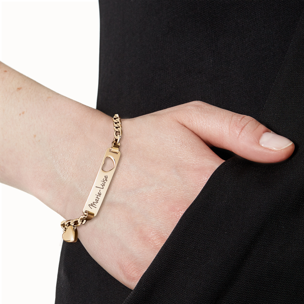 Armband mit Herzstanze Gold - Namensgravur