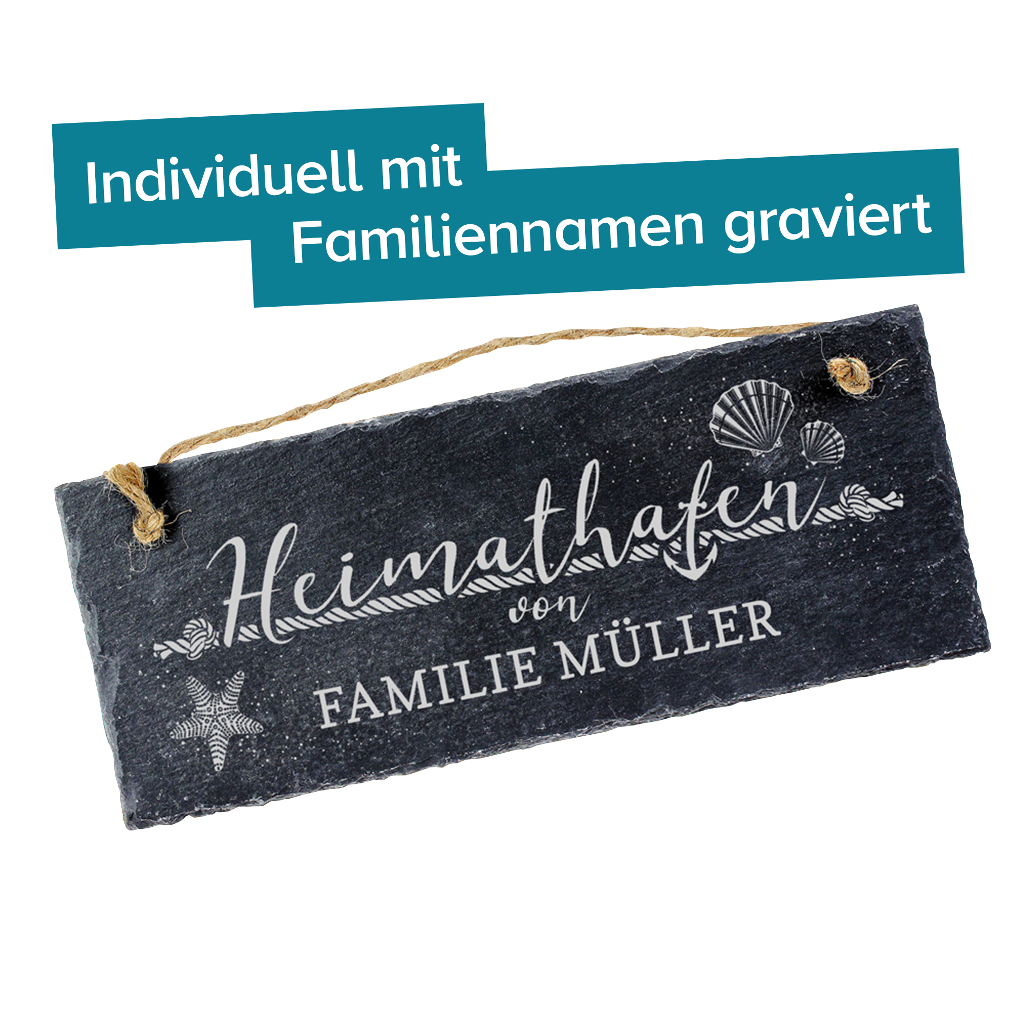 Schiefertafel mit Gravur für Familien - Heimathafen 4040 - 7