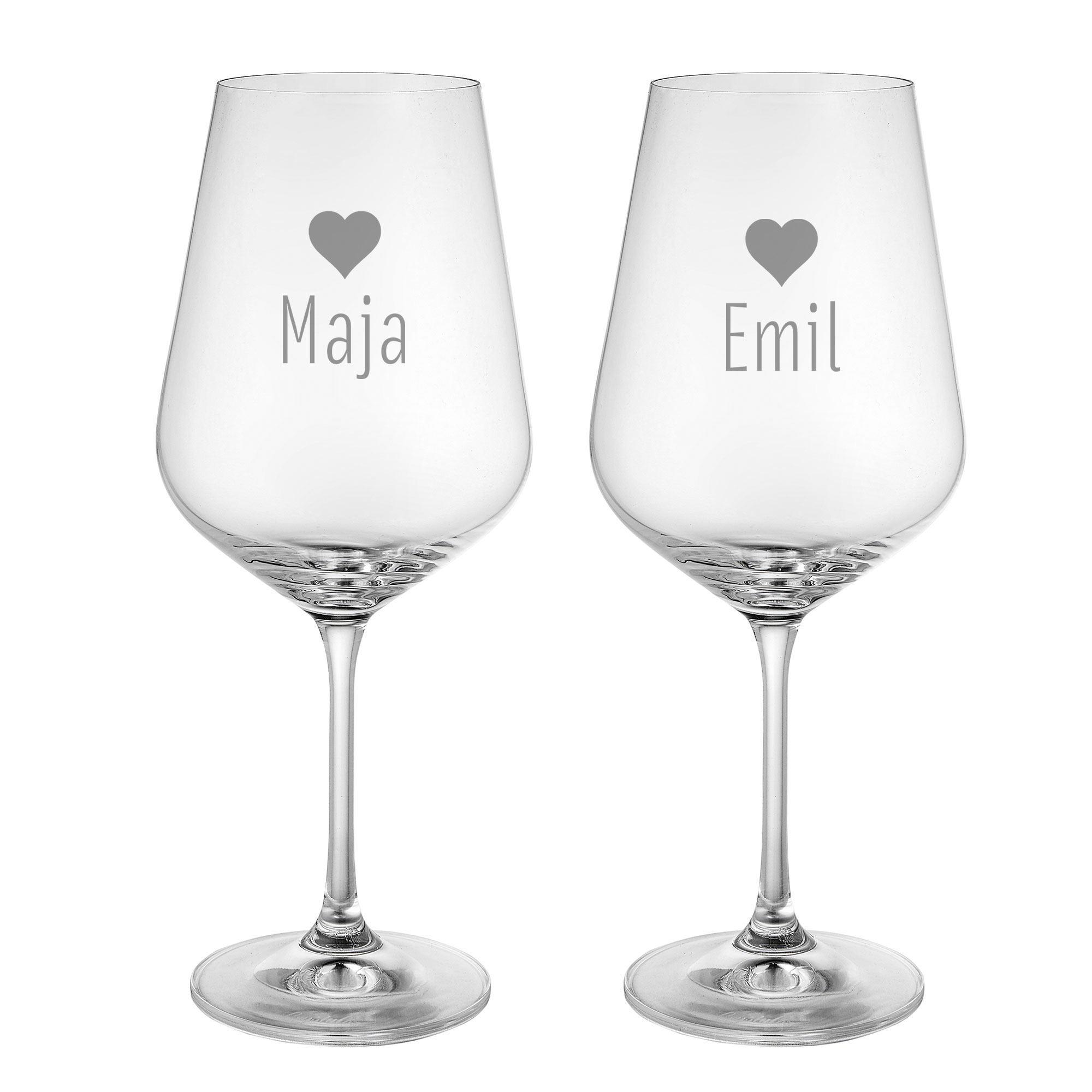 Personalisierte Weingläser Herz - 2er Set Personalisierte Weingläser Herz - 2er Set