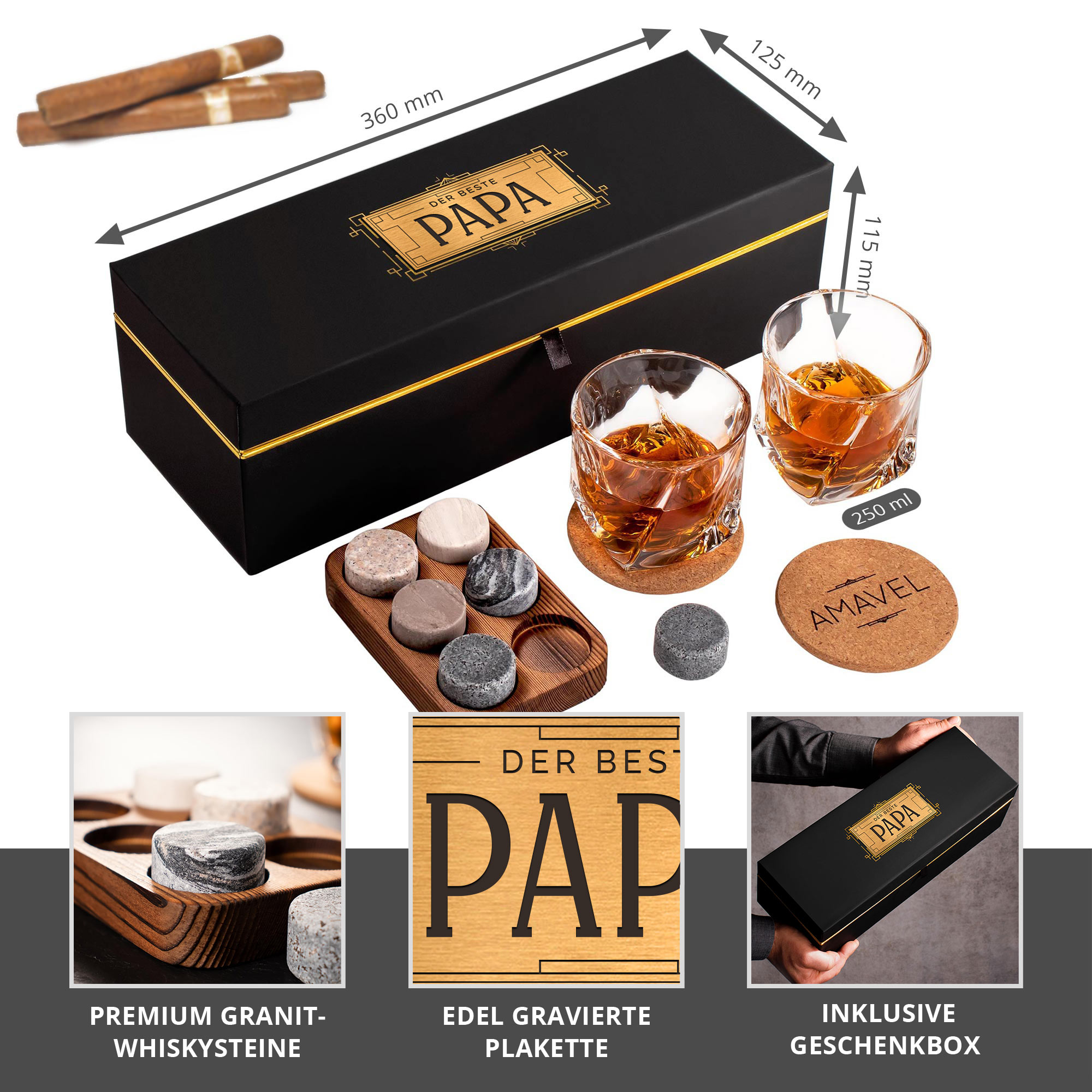 Whisky Set in edler Geschenkbox - Bester Papa 0021-0002-DE-0002 - 1
