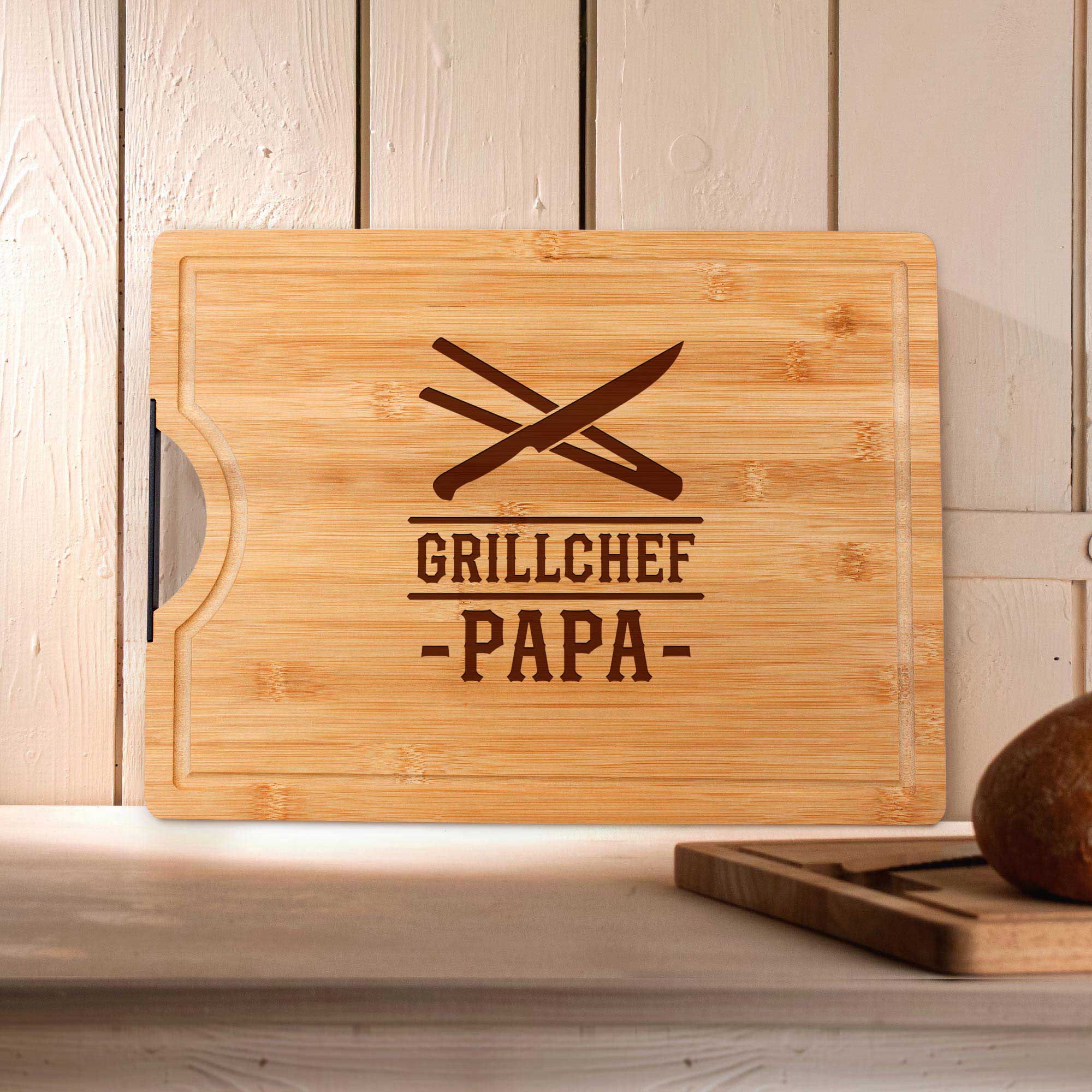 Bambusholz Schneidebrett für Papa - Grillchef Bambusholz Schneidebrett für Papa - Grillchef