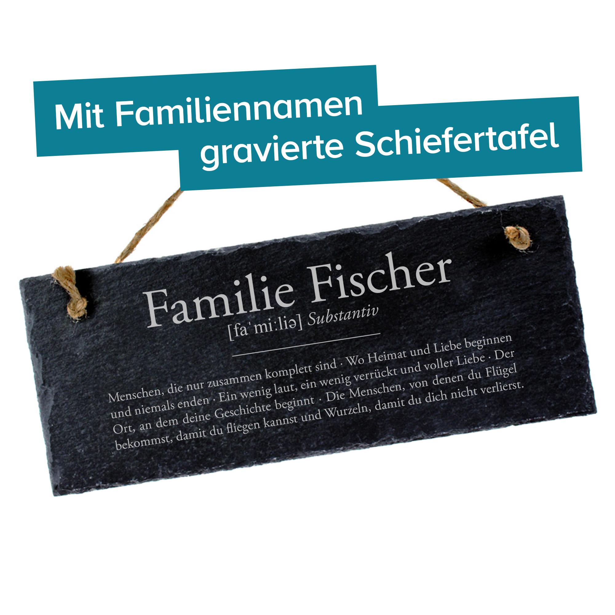 Schiefertafel mit Gravur - Definition Familie 4012 - 5