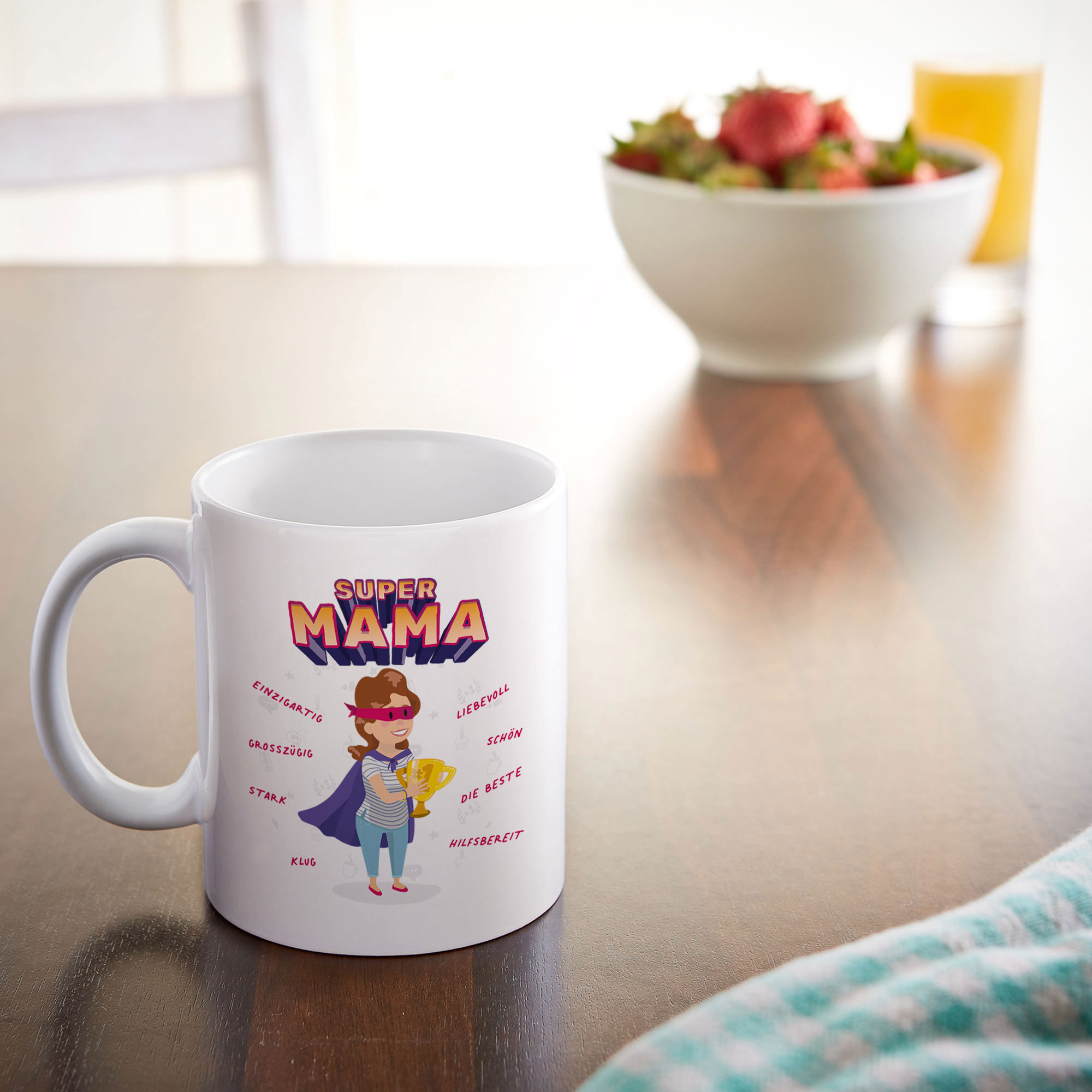 Tasse - Weiß - Super Mama - Standard