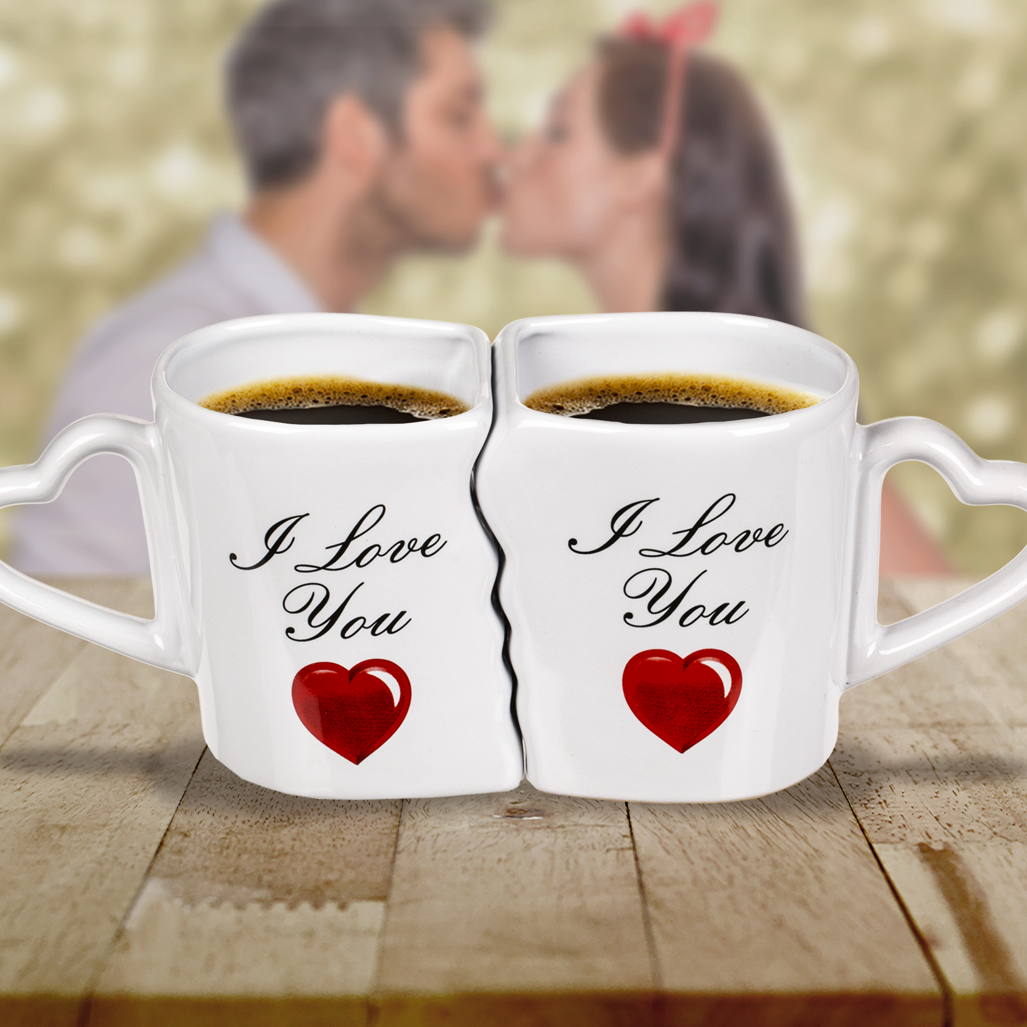 Kaffeebecher Set mit Herzen - I Love You 3983 - 4