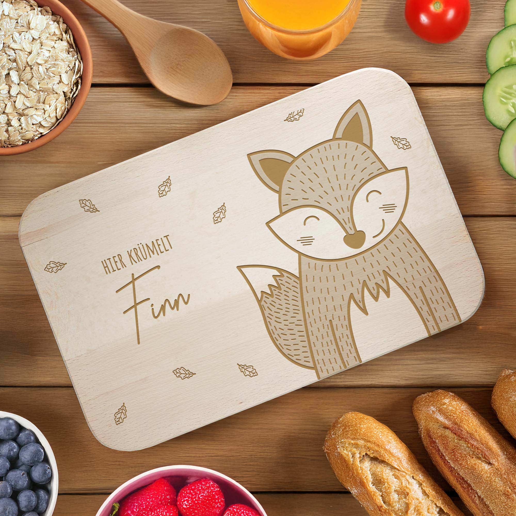 Frühstücksbrettchen mit Gravur - Fuchs