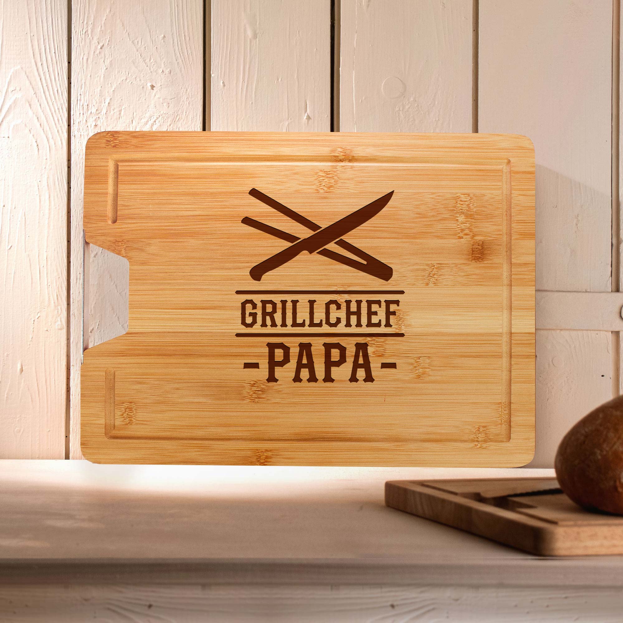 Bambusholz Schneidebrett für Papa - Grillchef