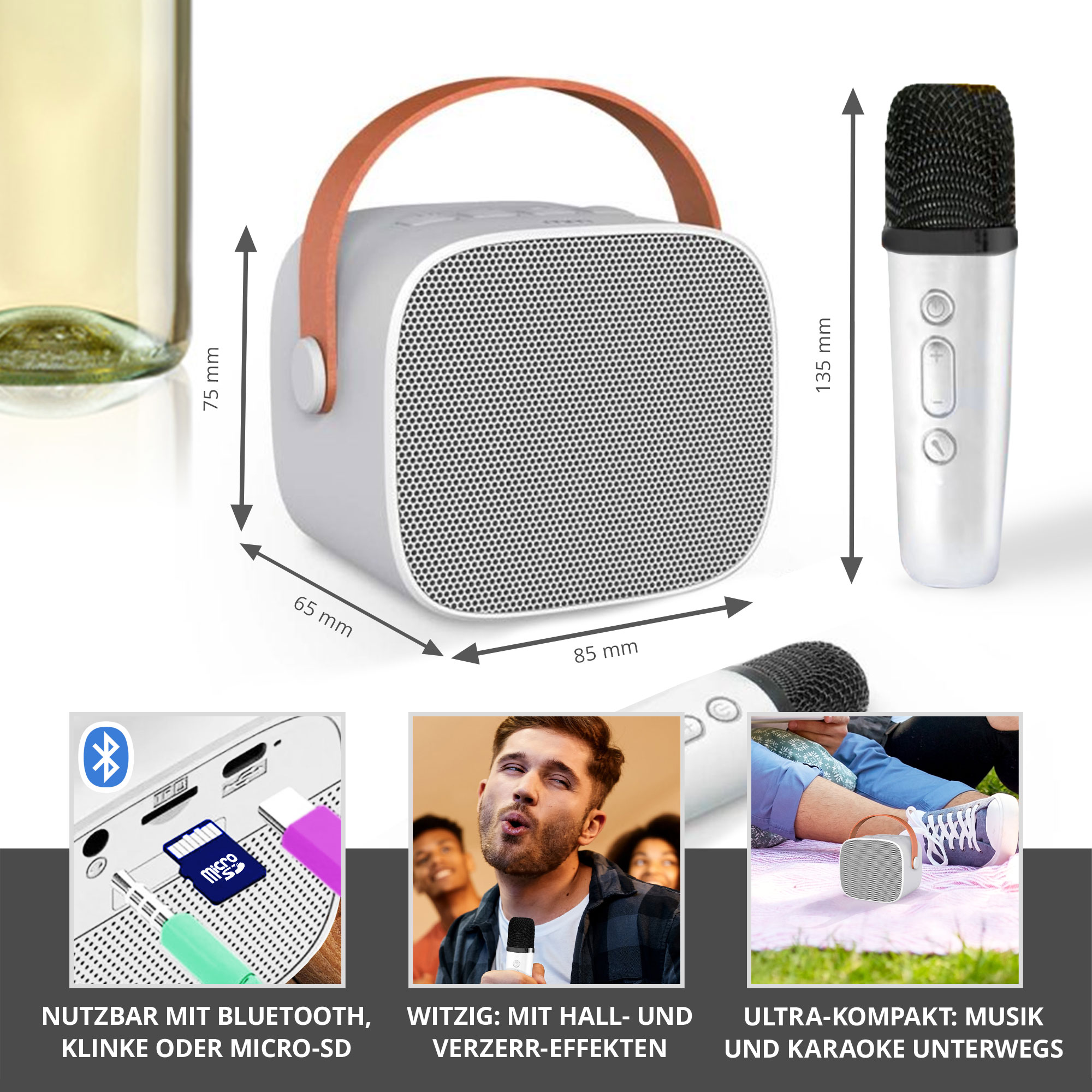 Mobile Bluetooth Karaokemaschine mit 2 Mikros