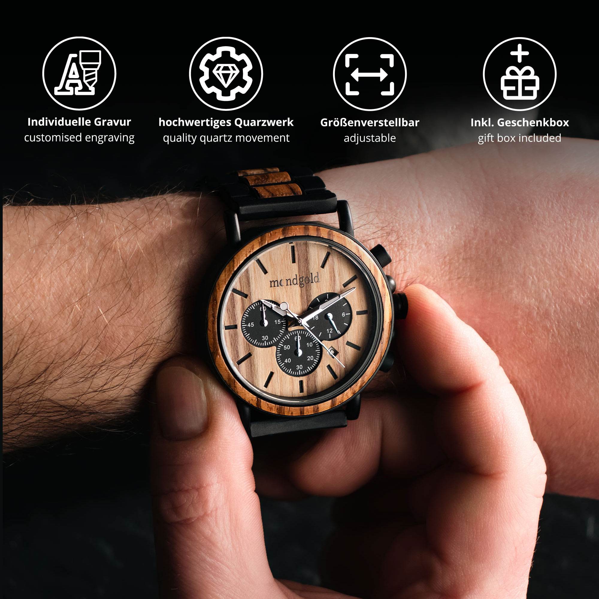 Personalisierte Chronograph Armbanduhr 01-00047-EU-0001 - 3