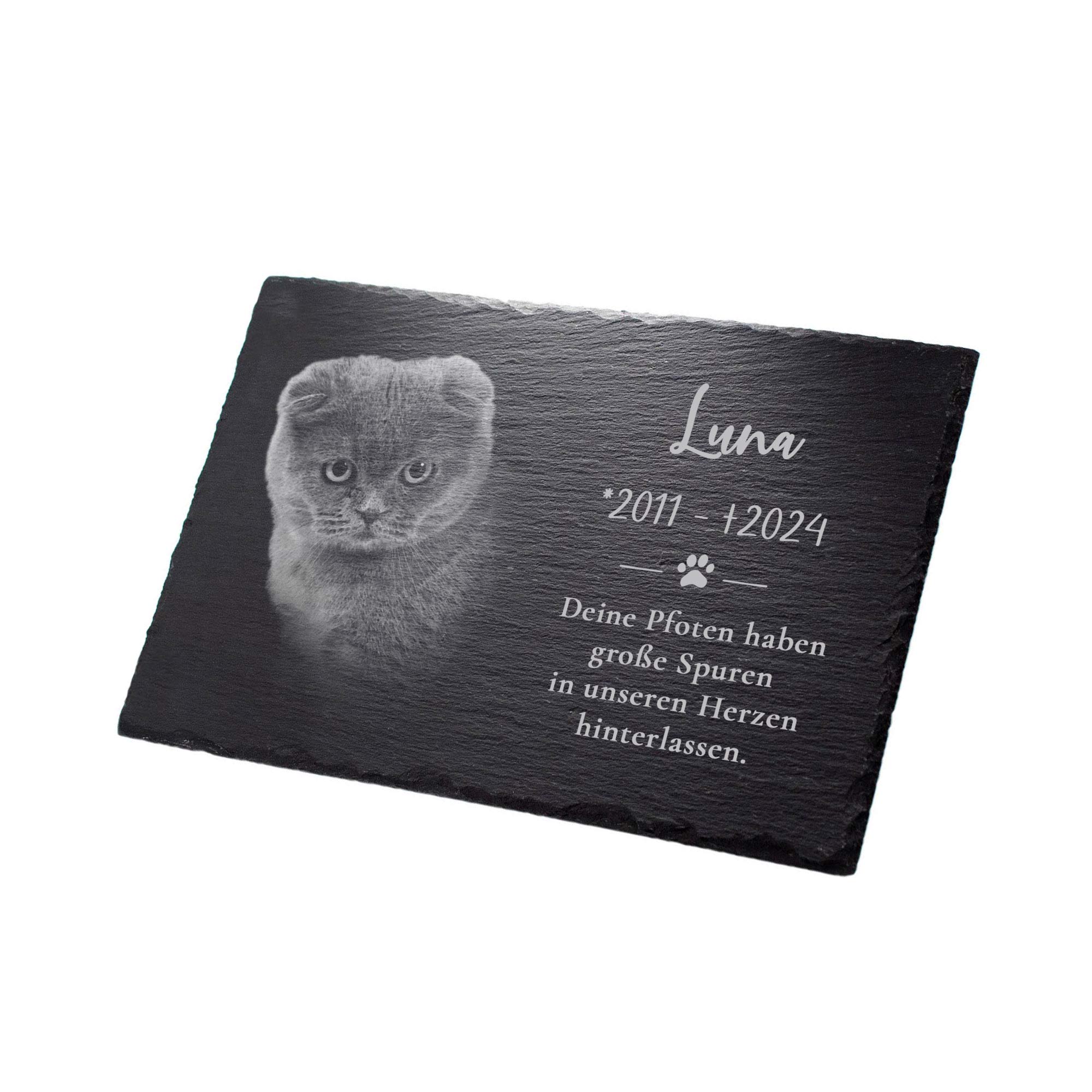 Grabplatte zur Trauer Hund & Katze - Schiefer Gedenktafel mit Foto Grabplatte zur Trauer Hund & Katze - Schiefer Gedenktafel mit Foto