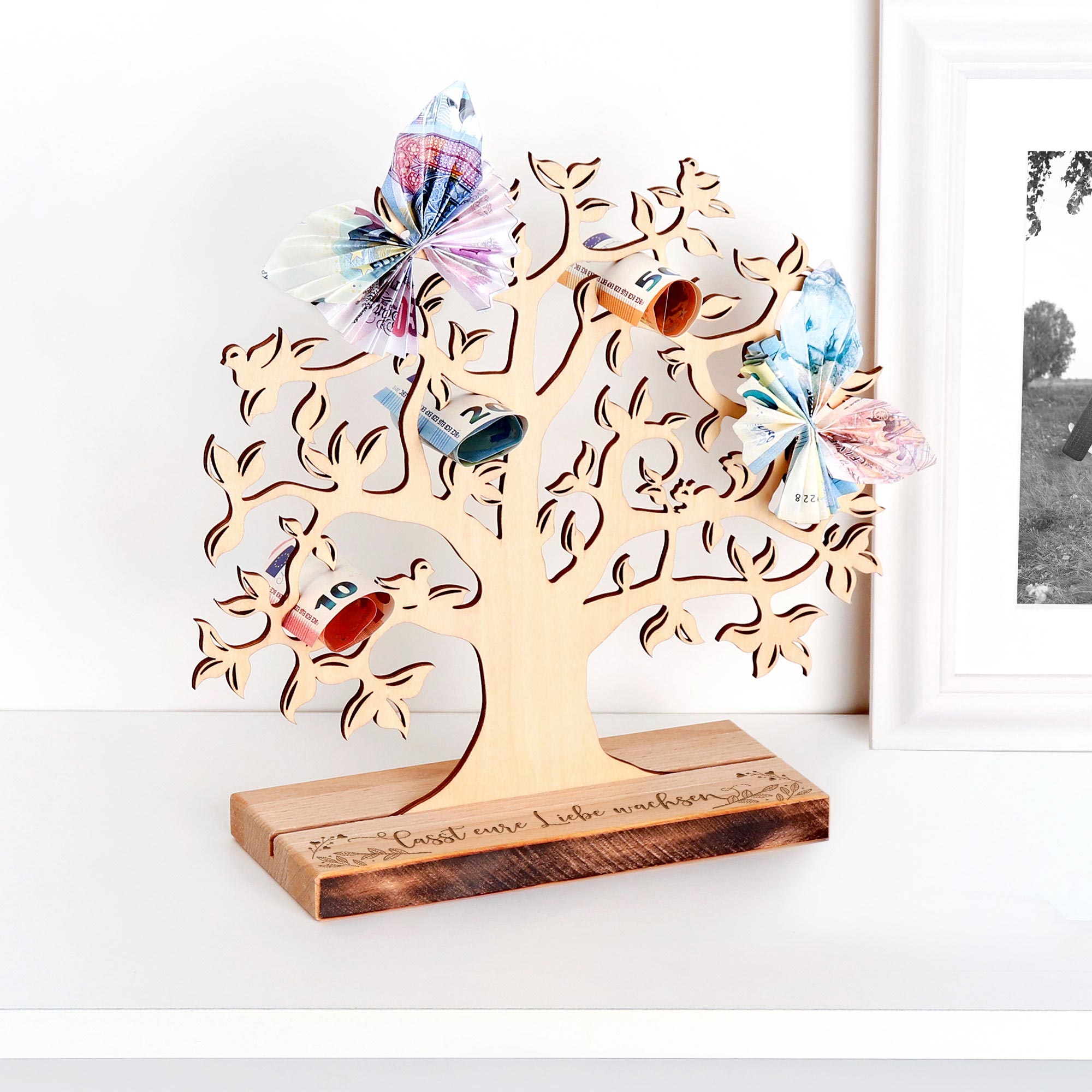 Kleiner Geldbaum mit Gravur zur Hochzeit