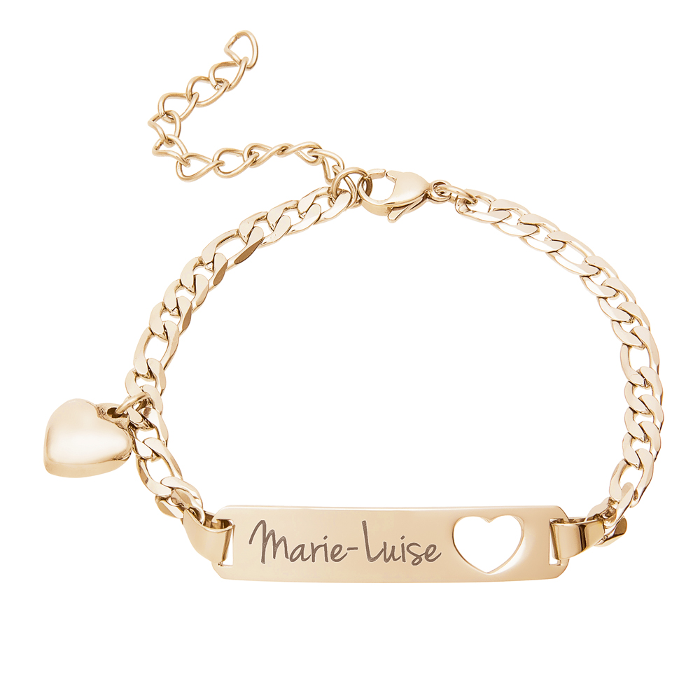 Armband mit Herzstanze Gold - Namensgravur