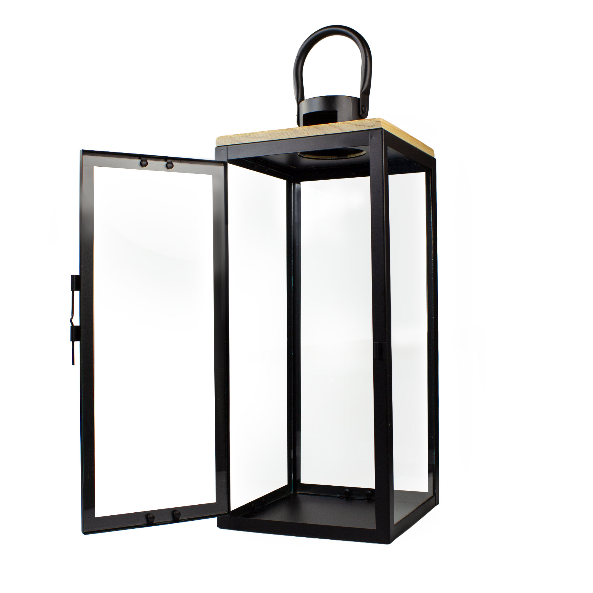 Holzlaterne - Kerzen Windlicht Schwarz
