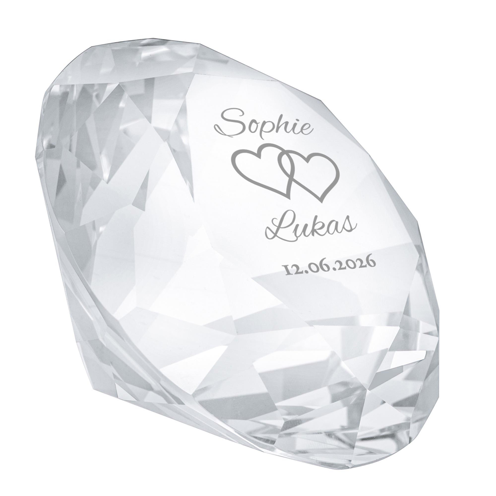 Diamant Kristall mit Gravur zur Hochzeit und Ring Displayständer Diamant Kristall mit Gravur zur Hochzeit und Ring Displayständer