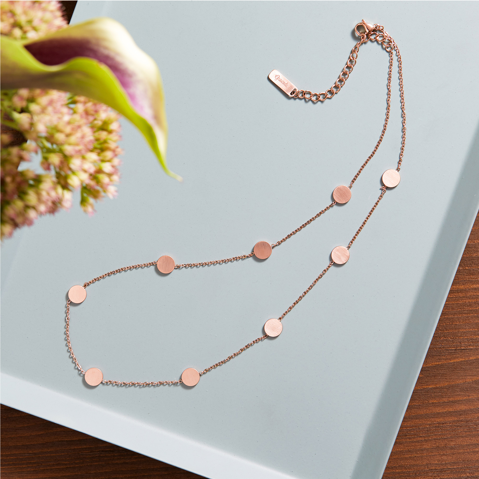 Layering Kette mit Plättchen - Rosegold 4026 - 2