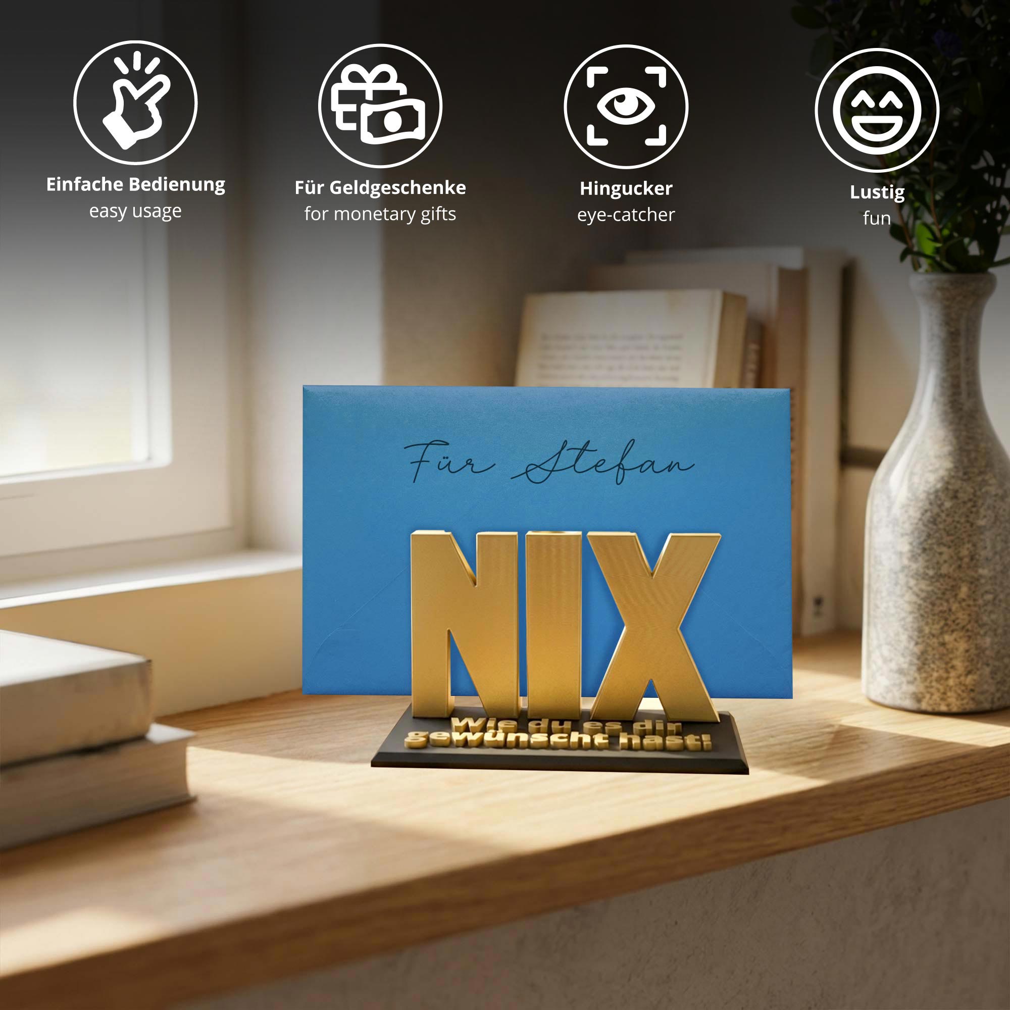 Das Nix Geschenk Gold - Geschenkverpackung für Geld & Gutscheine Das Nix Geschenk Gold - Geschenkverpackung für Geld & Gutscheine