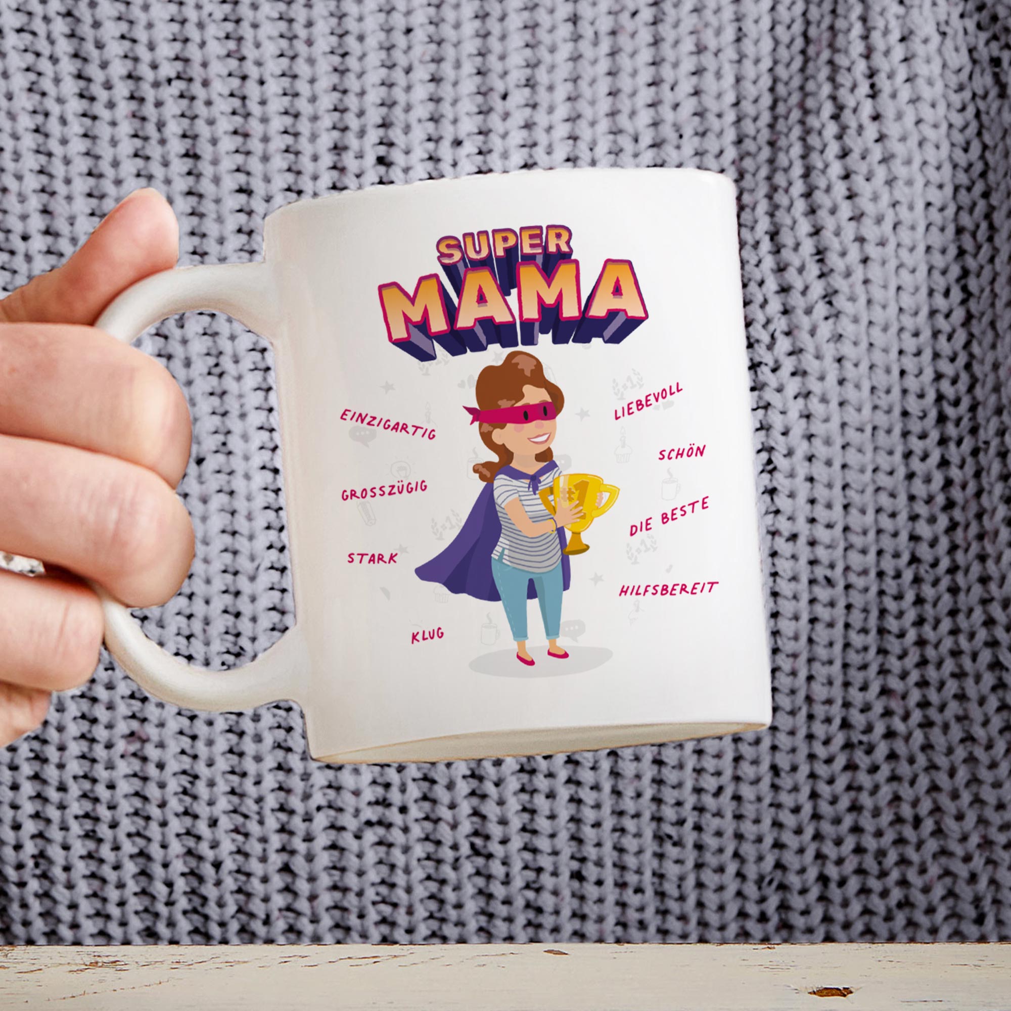 Tasse - Weiß - Super Mama - Standard