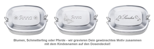 Gravierte Edelstahl Lunchbox für Mädchen - rund 2559 - 1