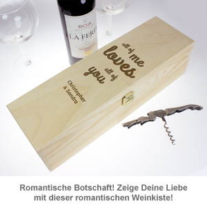 Personalisierte Weinkiste - Liebesbotschaft 1874 - 2