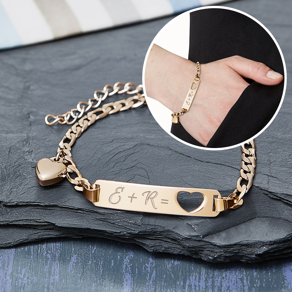 Armband mit Herzstanze Gold - Initialengravur