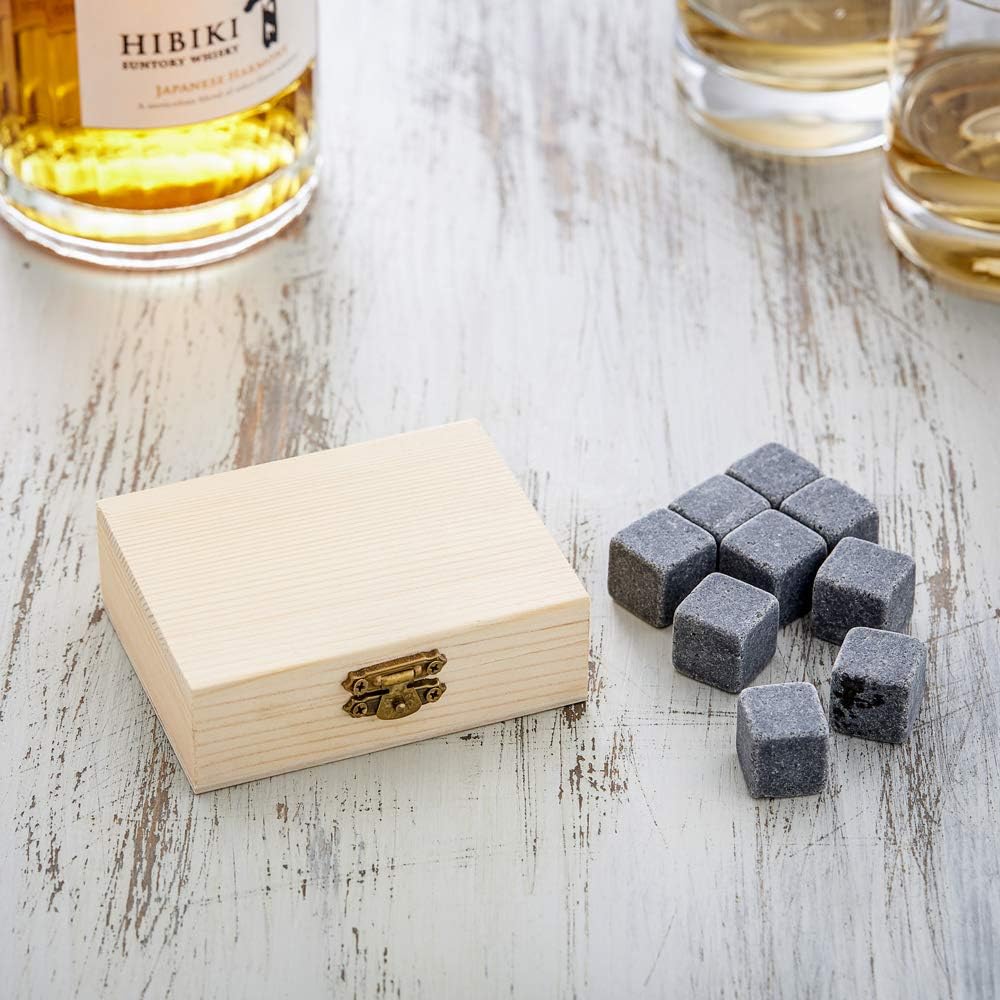 Whiskysteine in edler Holzbox Whiskysteine in edler Holzbox