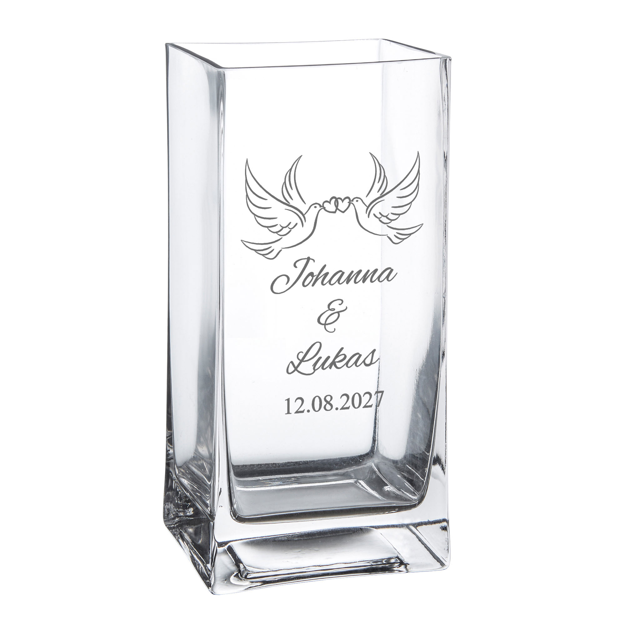Vase Liebestauben - personalisiert Vase Liebestauben - personalisiert