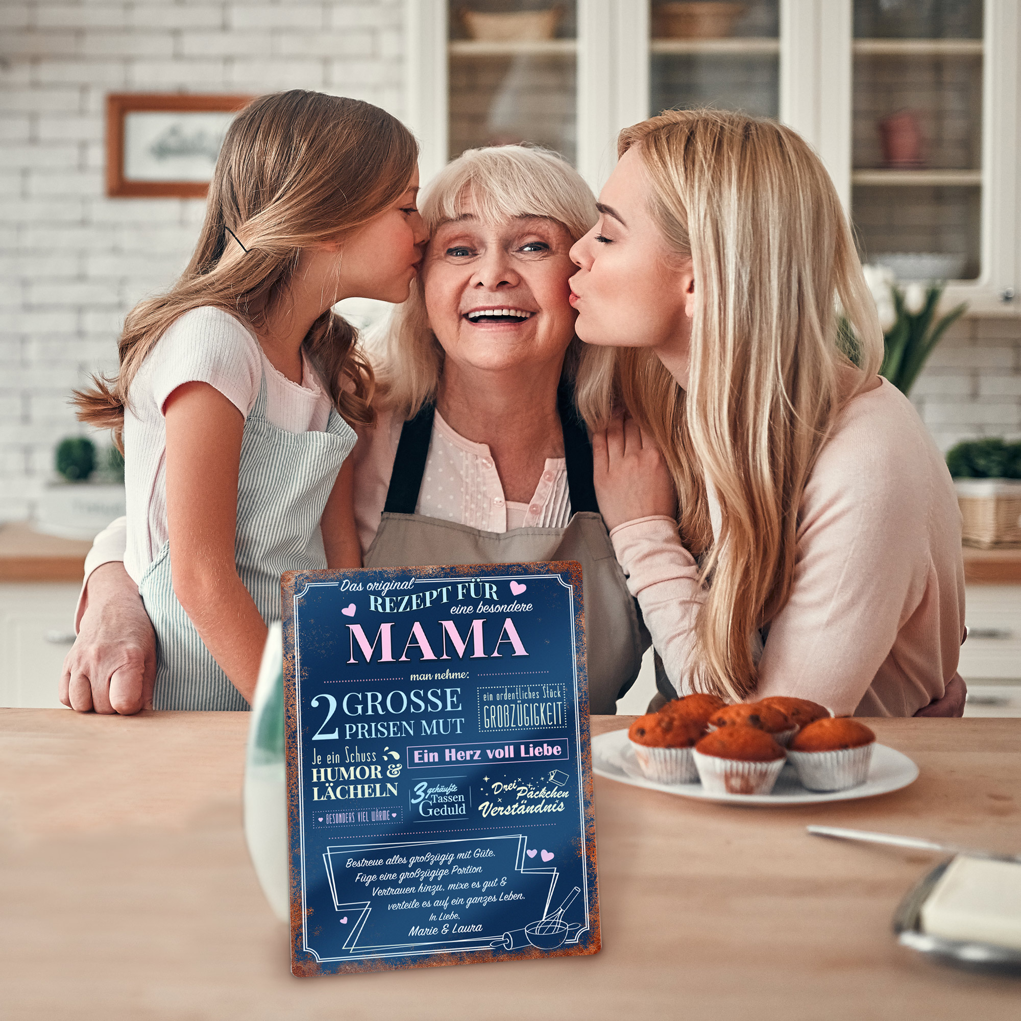 Personalisiertes Blechschild - Rezept Mama