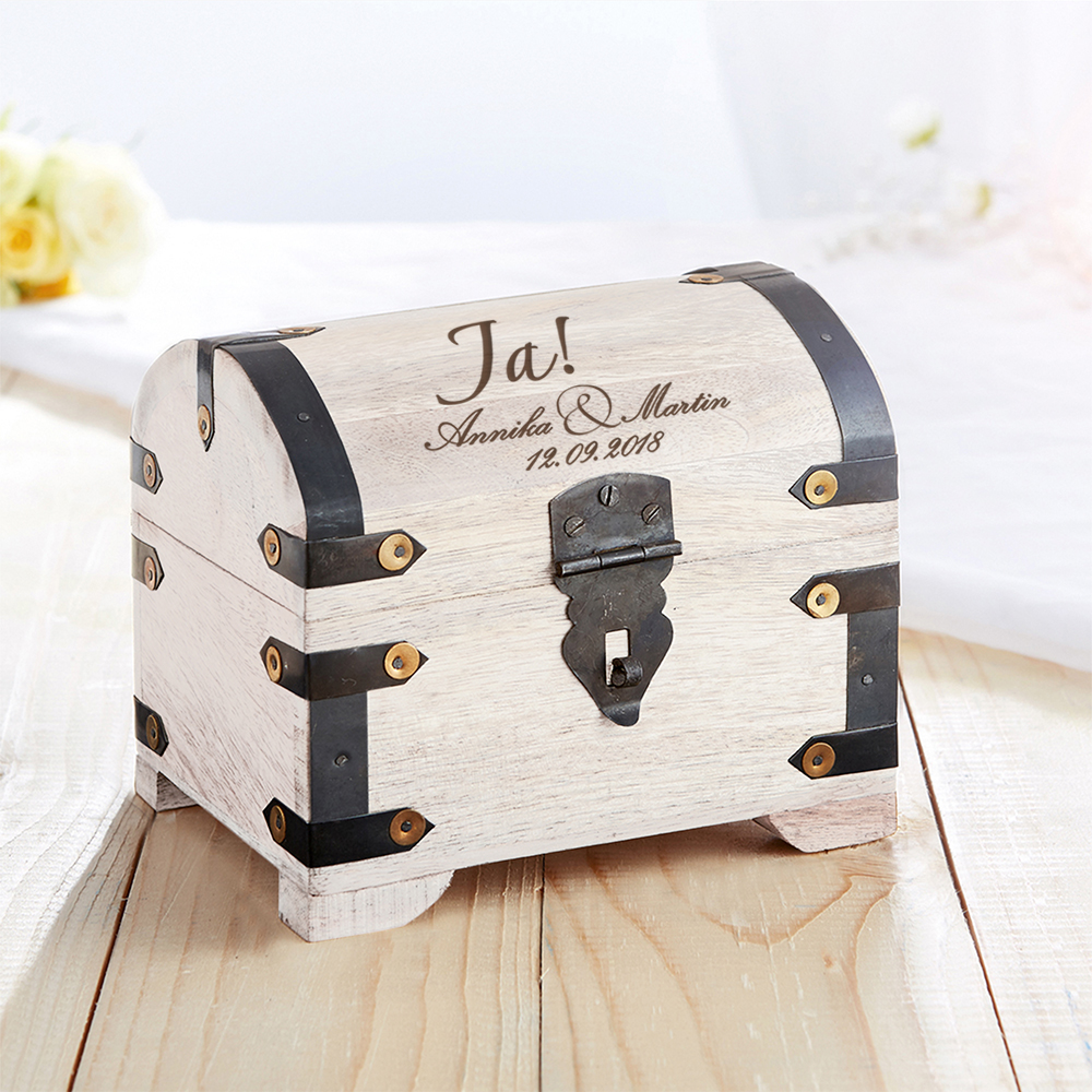 Geld Schatztruhe zur Hochzeit Jawort - Weiß 3786