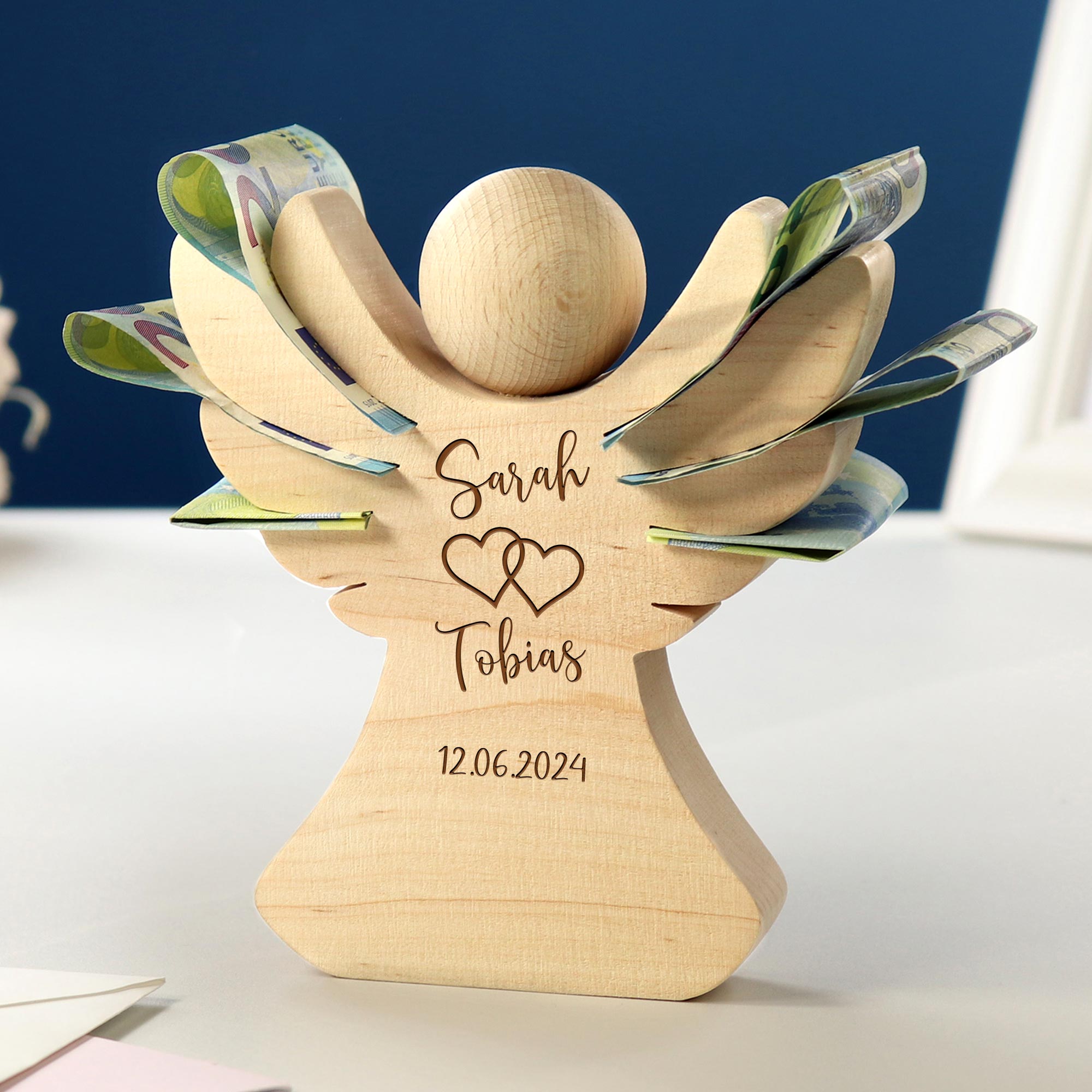 Holzengel - Hochzeit - Personalisiert
