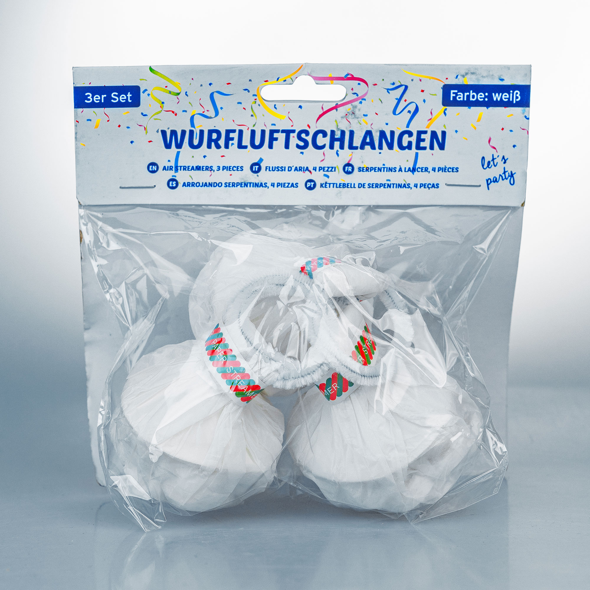 Wurf Luftschlangen - weiß