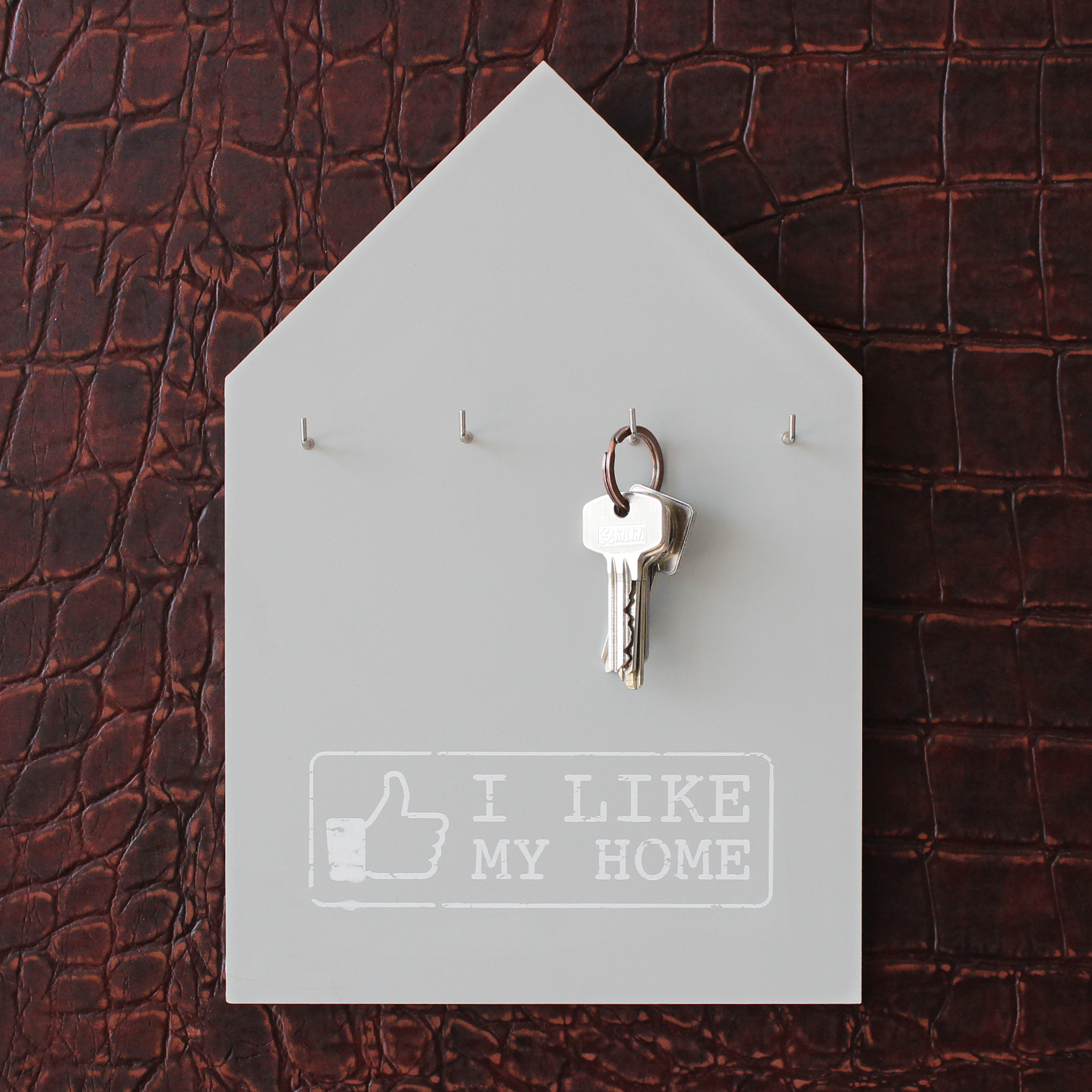 Schlüsselbrett - I like my home - grau 3923