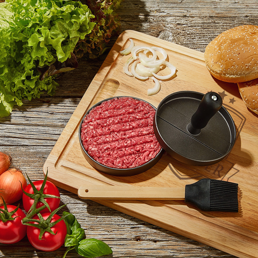 Burgerpresse mit Schneidebrett Grillset - Bester Papa 3467 - 5