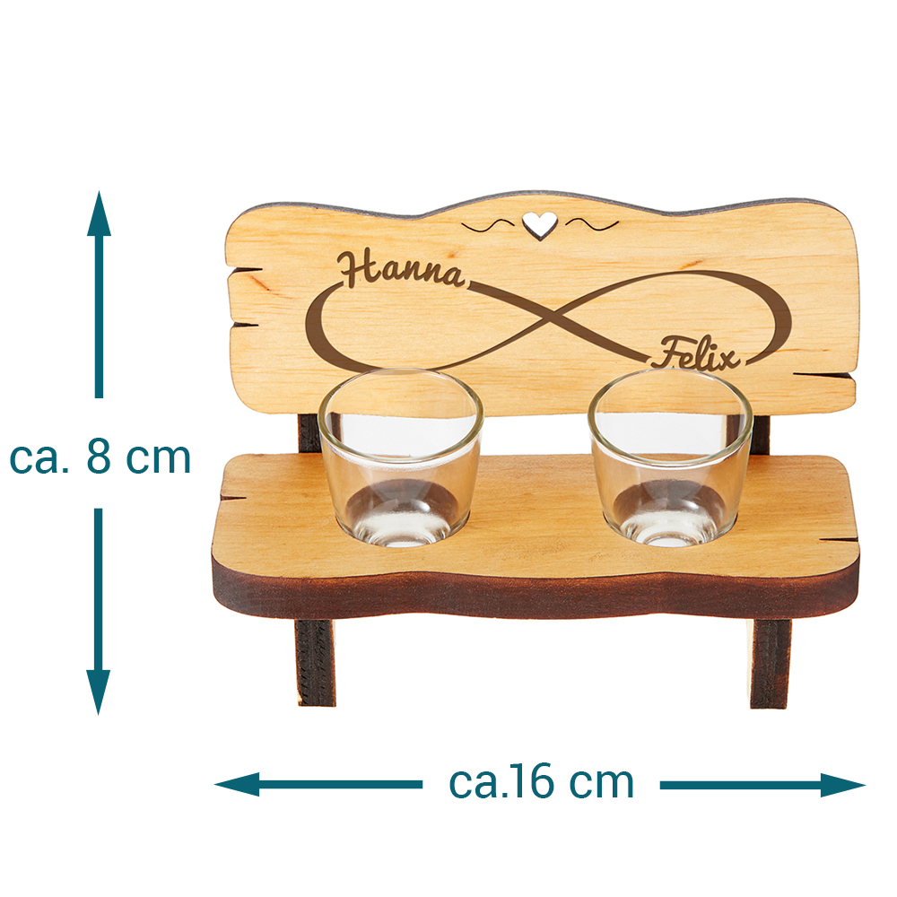 Personalisierte Schnapsbank für Paare - Unendlichkeitszeichen 3898 - 6