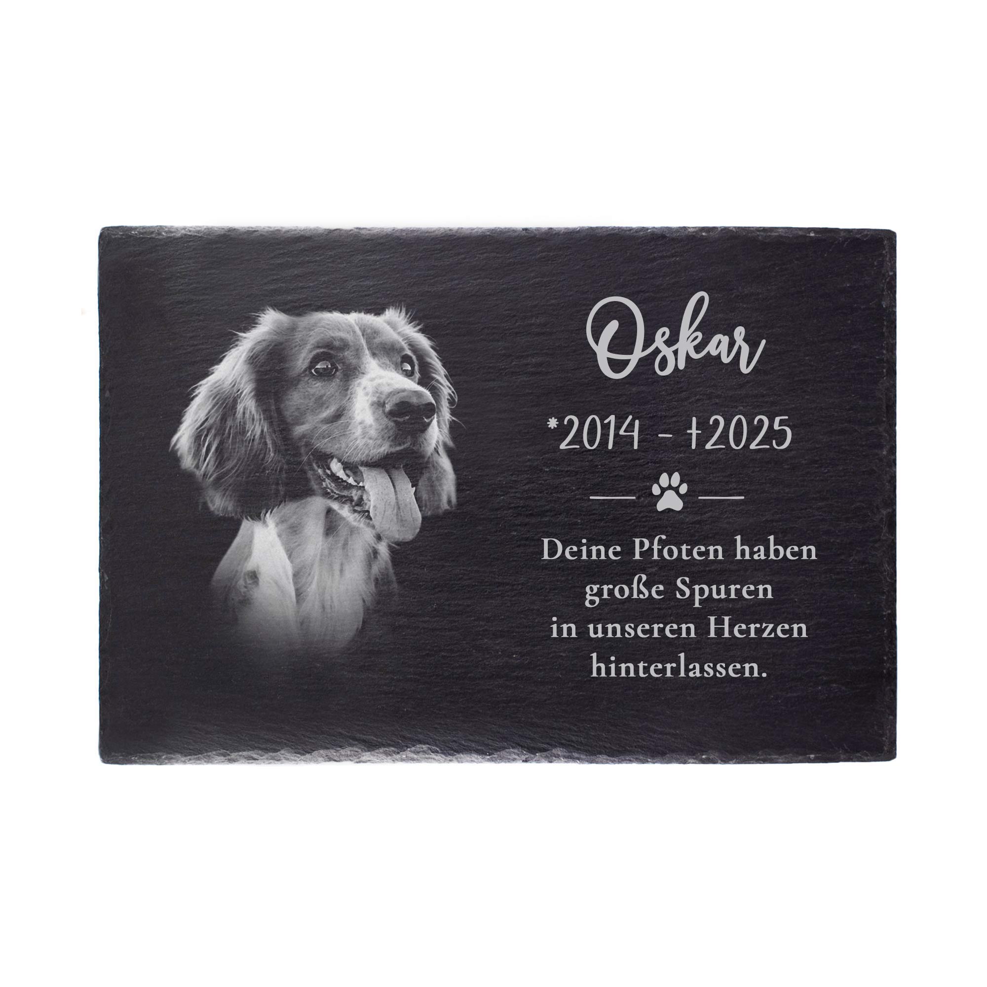 Grabplatte zur Trauer Hund & Katze - Schiefer Gedenktafel mit Foto Grabplatte zur Trauer Hund & Katze - Schiefer Gedenktafel mit Foto