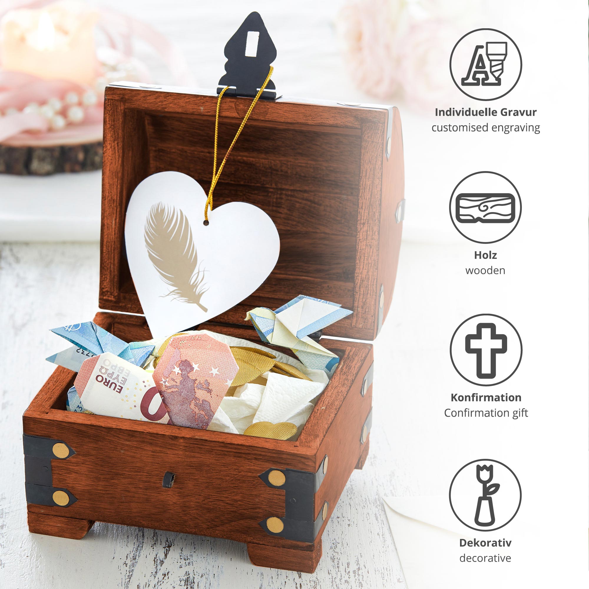 Geld Schatztruhe zur Konfirmation Dunkel Geld Schatztruhe zur Konfirmation Dunkel