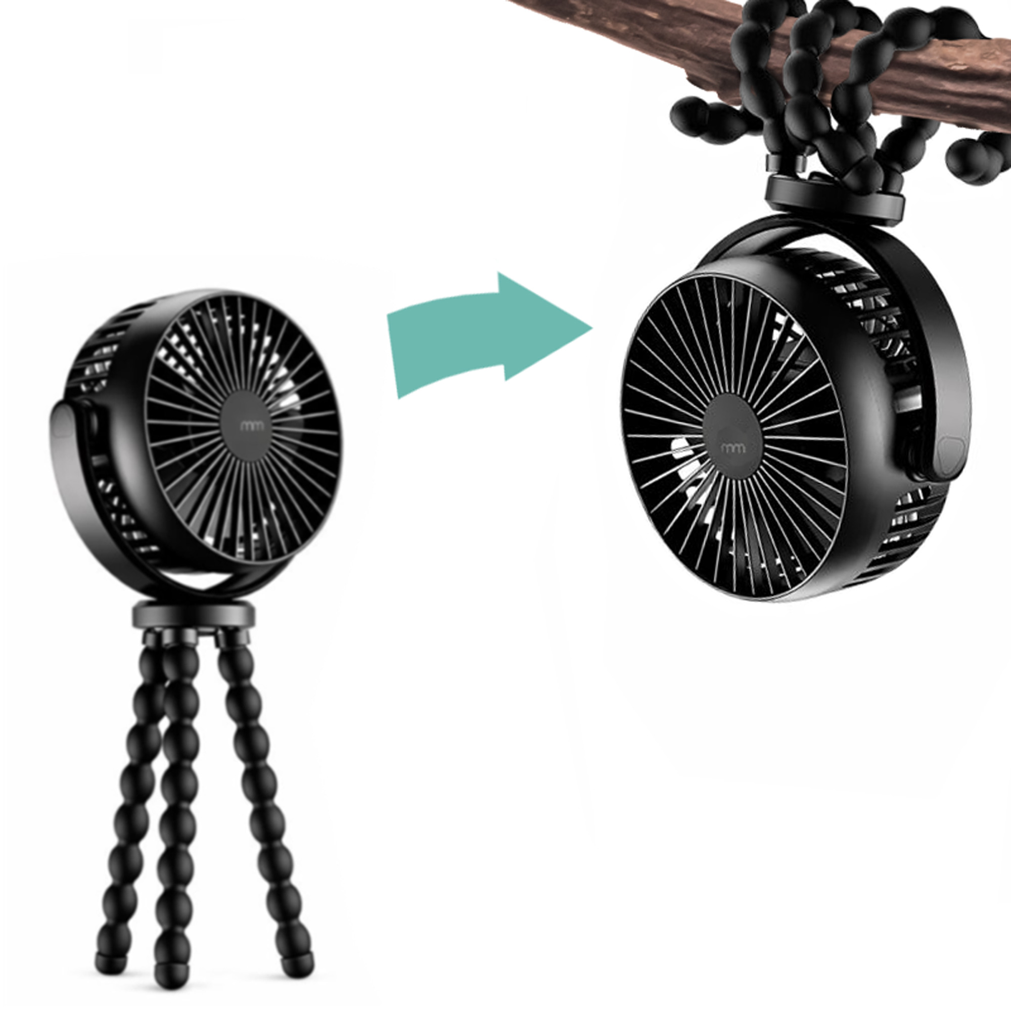 Ventilator mit Stativ - 3in1 Powerbank mit Smartphonehalter