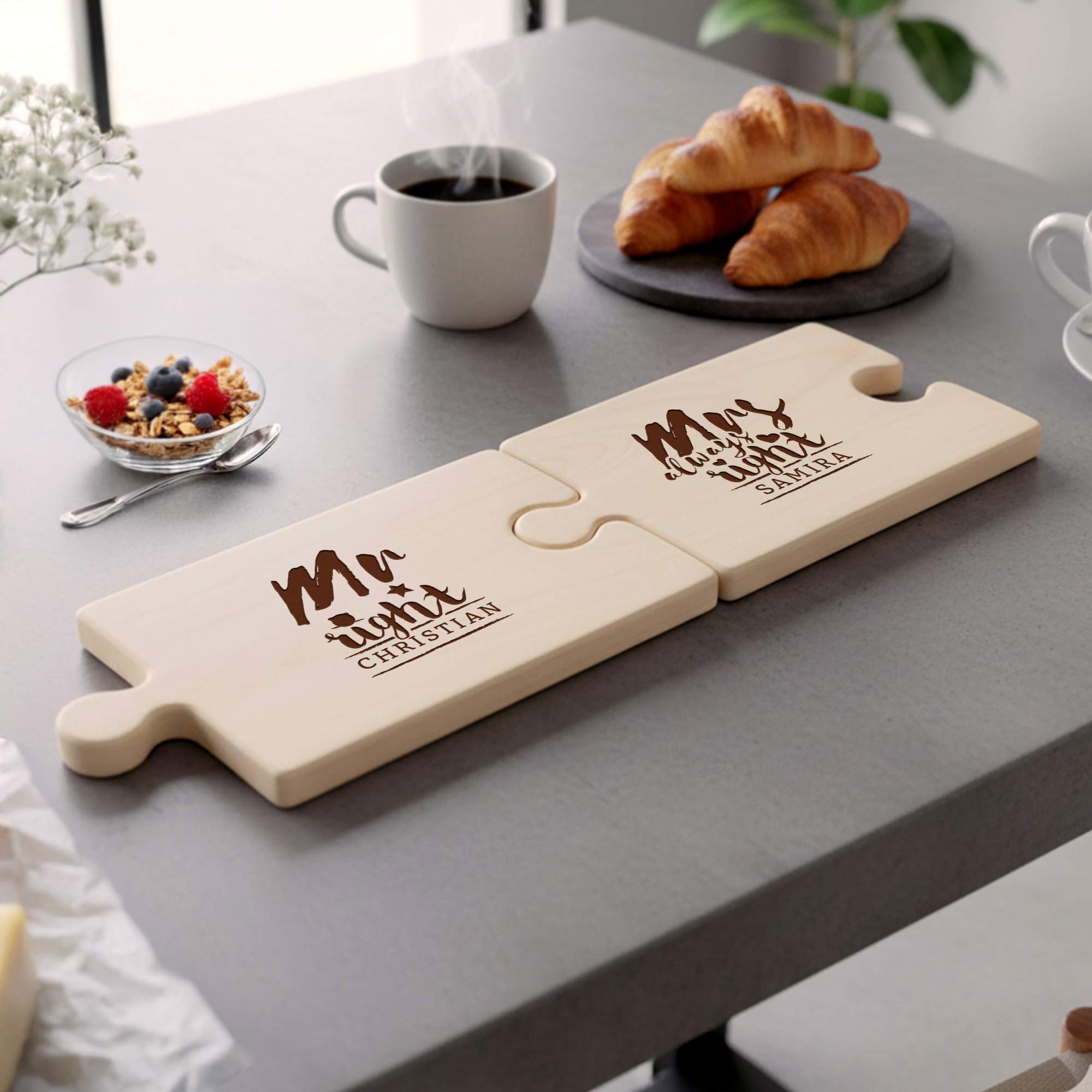 Personalisiertes Puzzle Brettchen Set - Mr & Mrs Right