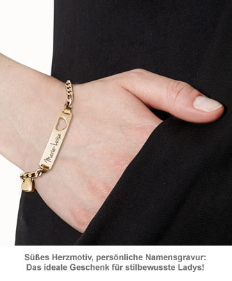 Armband mit Herzstanze Gold - Namensgravur