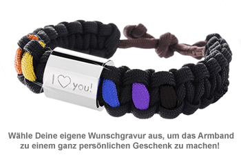 Paracord Armband graviert - Regenbogenfarben 2895 - 1