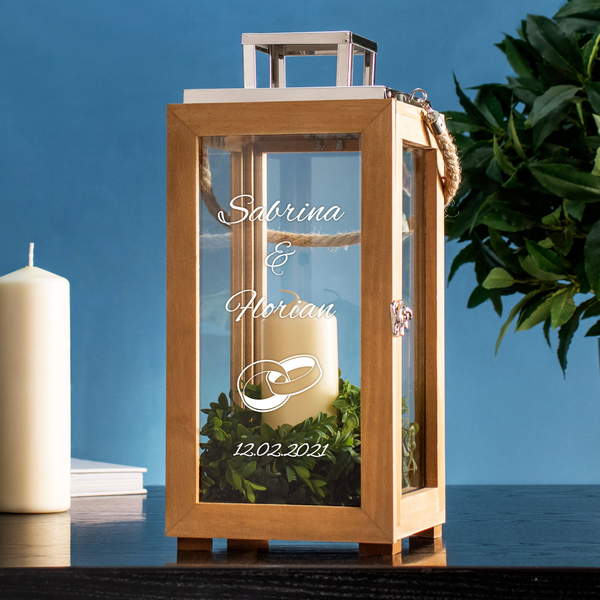 Holzlaterne zur Hochzeit 4177