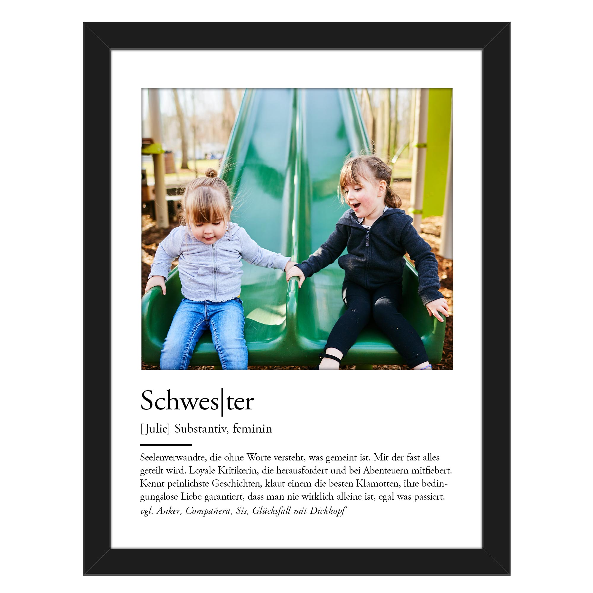 Definition Schwester - personalisiertes Bild mit Foto