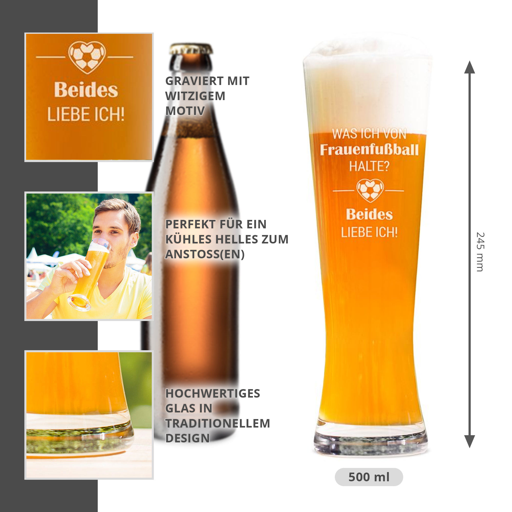 Weizenglas mit Gravur - Frauenfußball Weizenglas mit Gravur - Frauenfußball