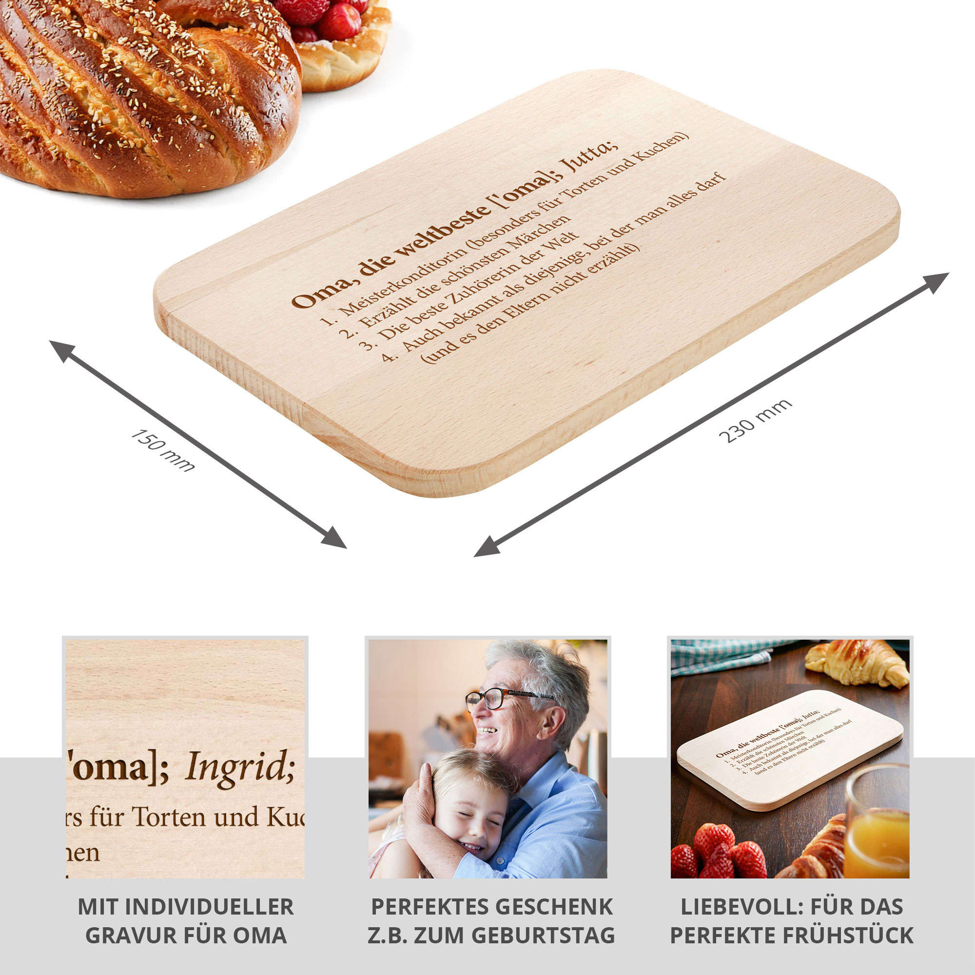 Frühstücksbrett mit Gravur - Definition Weltbeste Oma Frühstücksbrett mit Gravur - Definition Weltbeste Oma