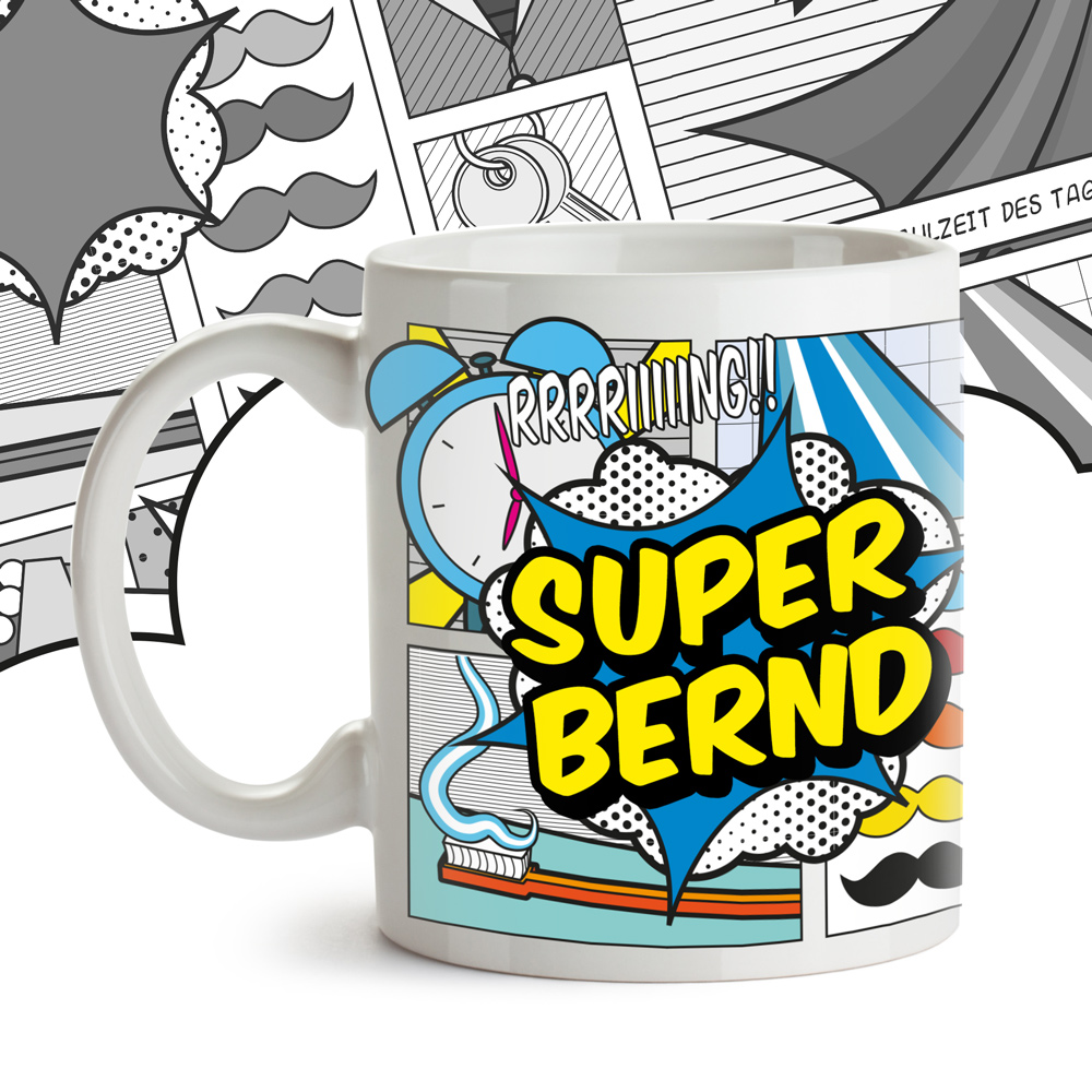 Personalisierte Comic Tasse - Super Mann 2317