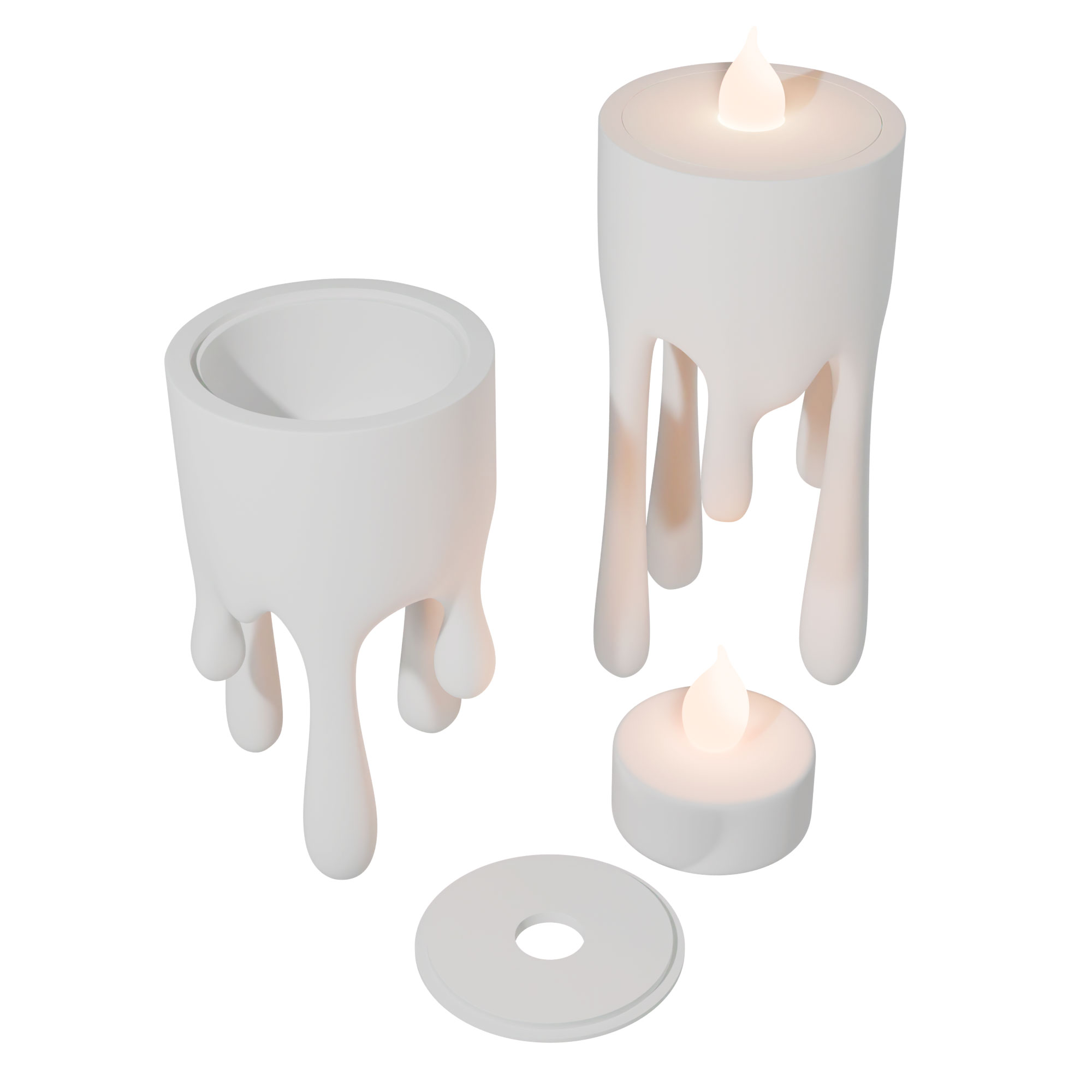 Schmelzende Kerzen – 2er-Set LED Teelichthalter mit Schwebeeffekt