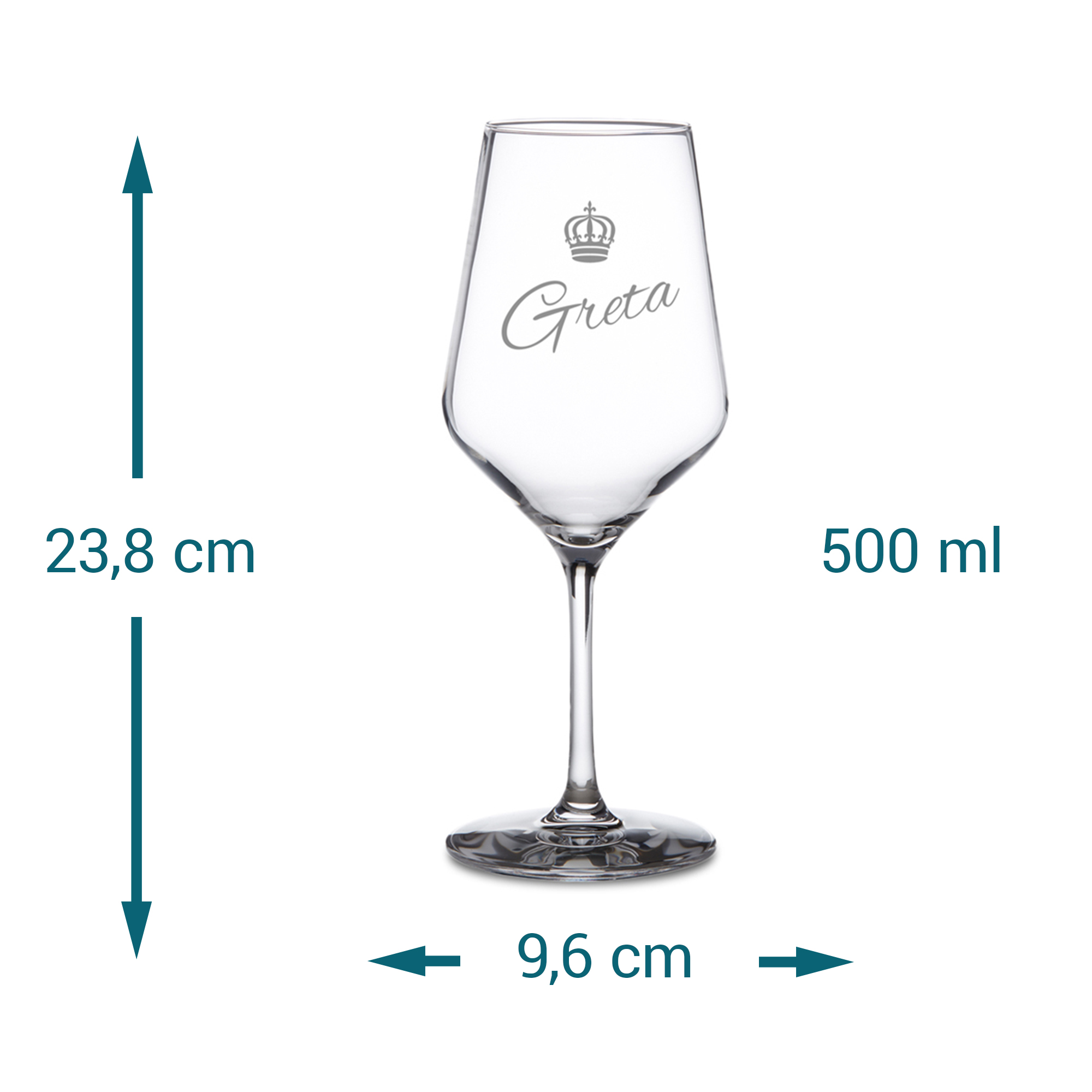 Weißweinglas mit Gravur - Königin Krone