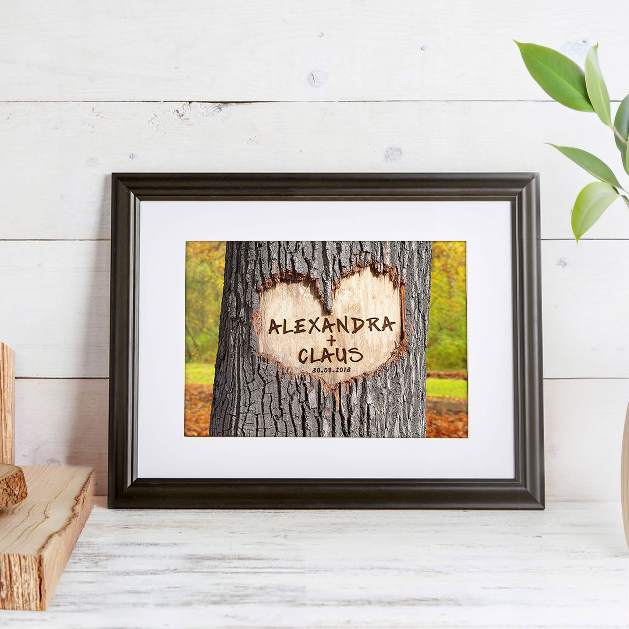 Herz im Baum Herbstbild - personalisiert