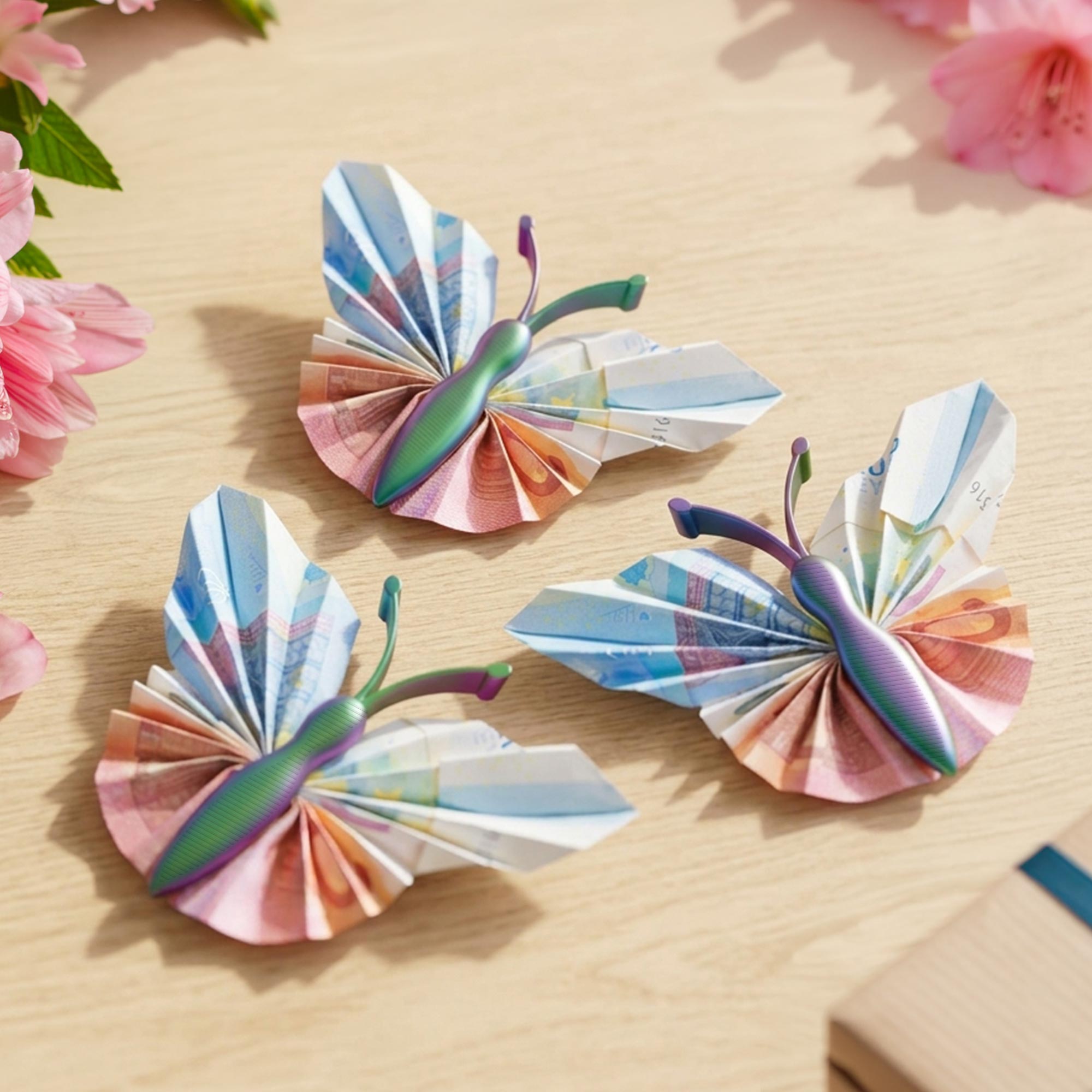 Geldgeschenk Schmetterling Farbverlauf – 3er Set Geschenkverpackung für Geld