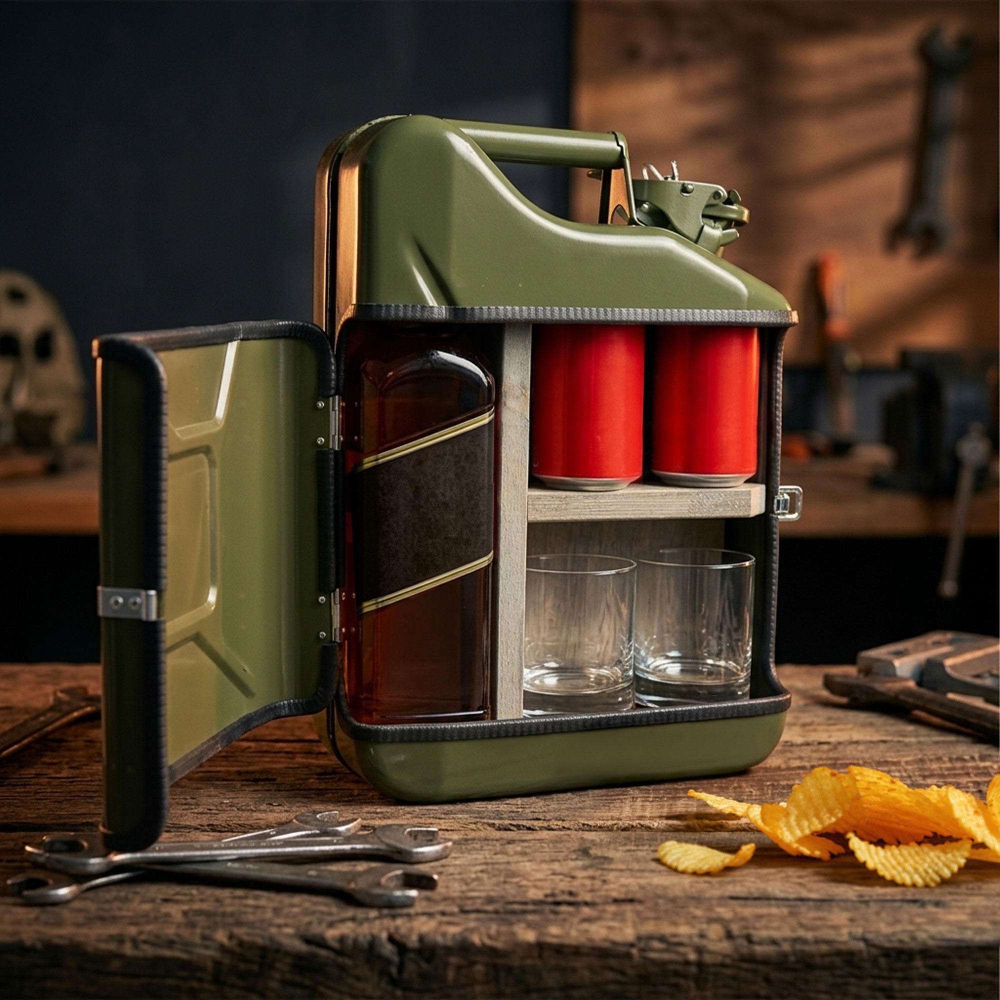 10l Kanisterbar 3-teilig - grüne Mini Bar mit Barschrank 10l Kanisterbar 3-teilig - grüne Mini Bar mit Barschrank