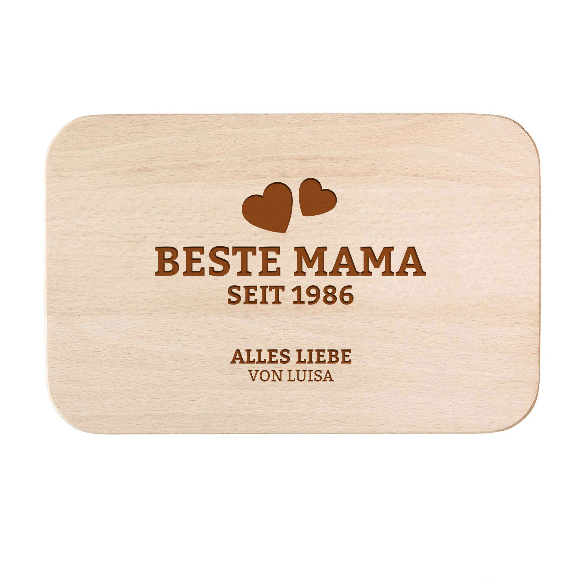 Graviertes Frühstücksbrettchen - Beste Mama von Herzen